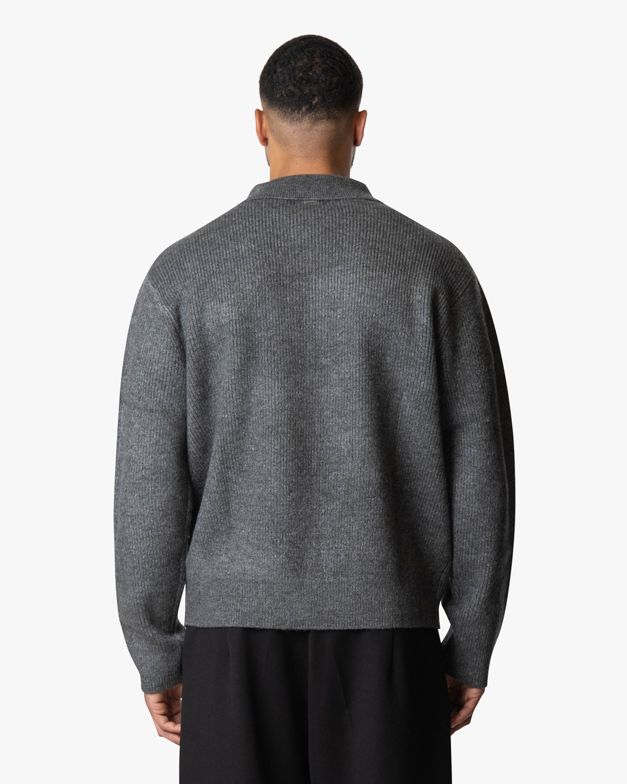 Levante Knitted Half-Zip Polo Sweater | Dark Grey
