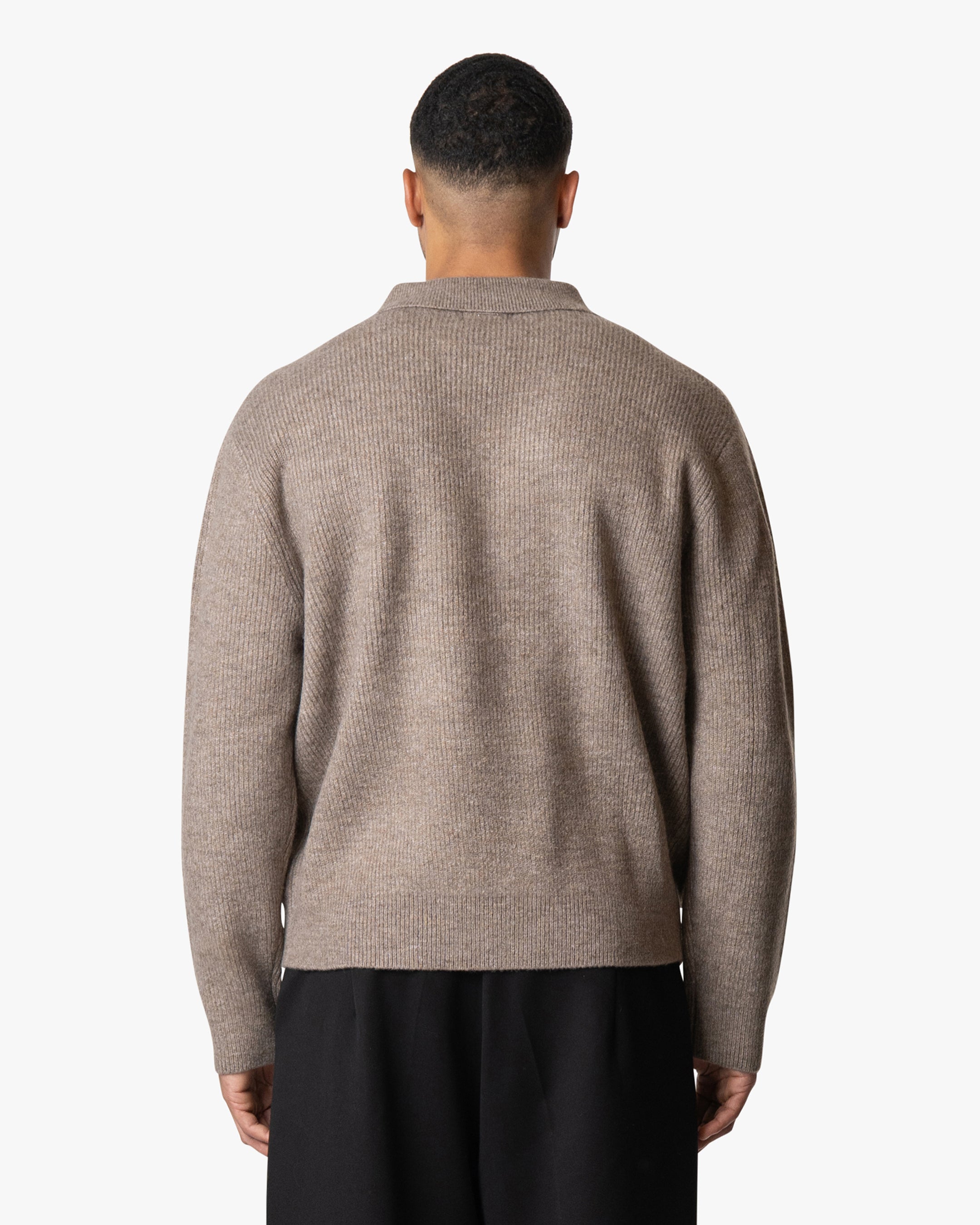 Levante Knitted Half-Zip Polo Sweater | Light Brown