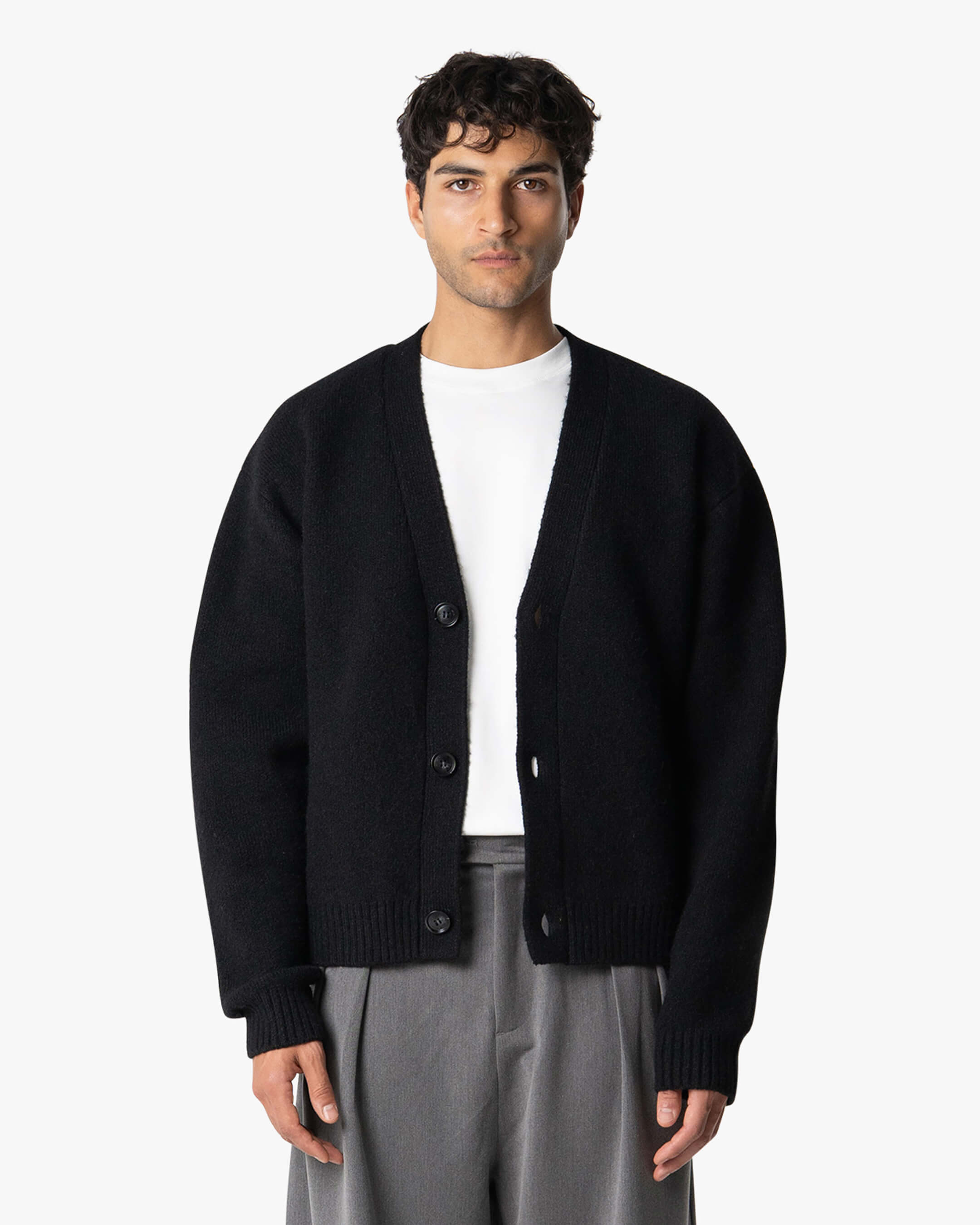 Marea V-Neck Brushed Cardigan | Black