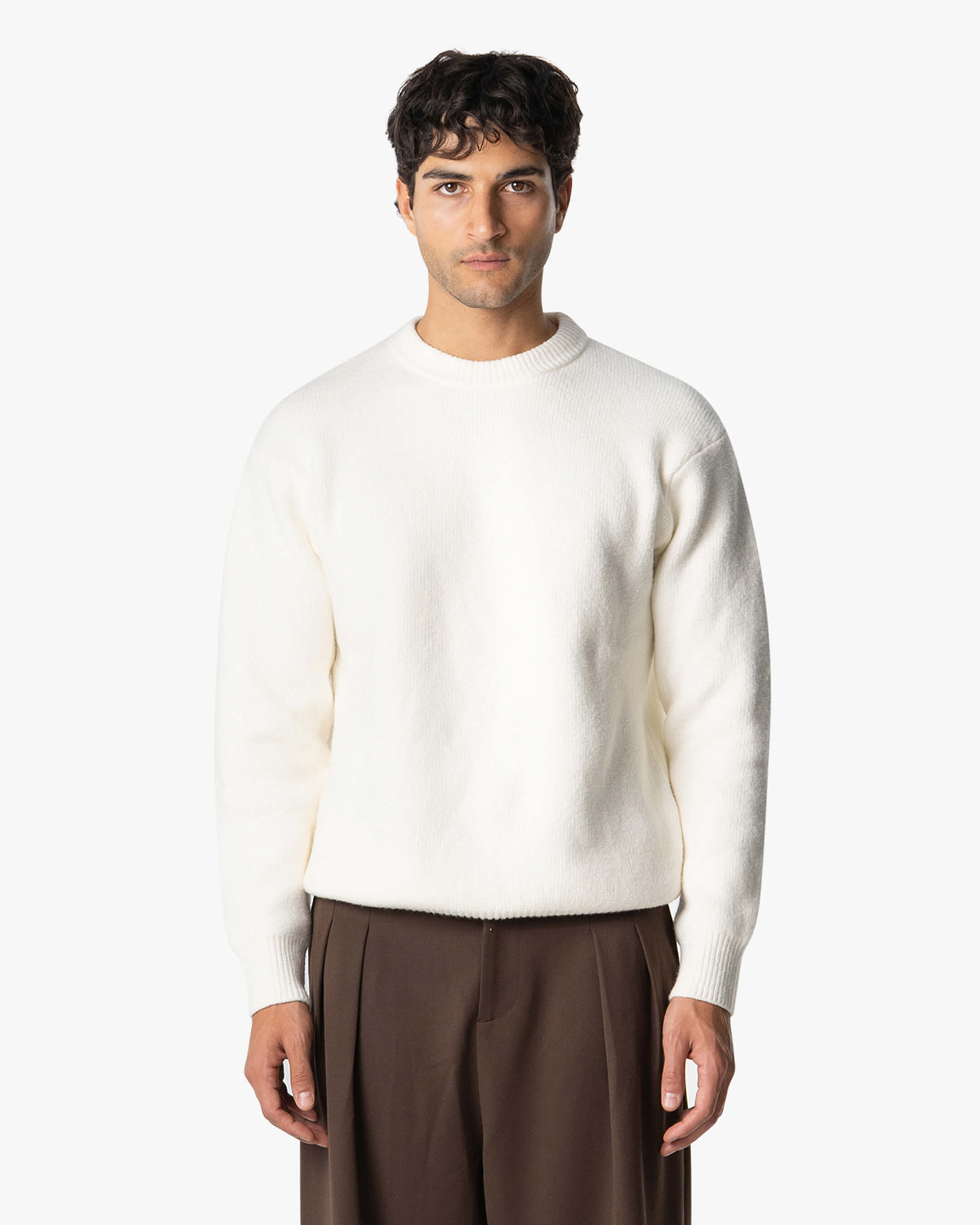Nuvola Knitted Cotton Crewneck | Ecru