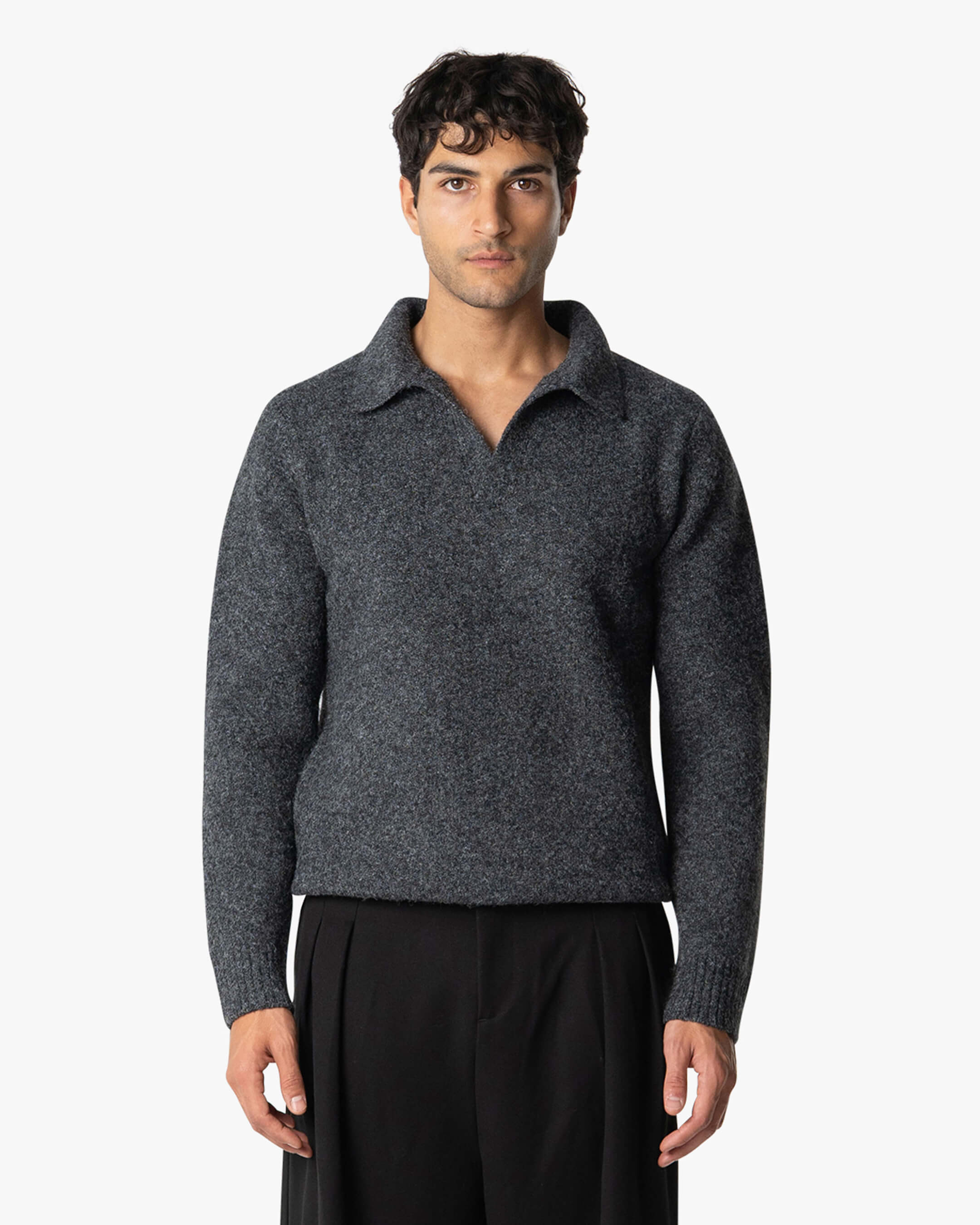 Regatta Regular Brushed Polo Sweater | Black Melee