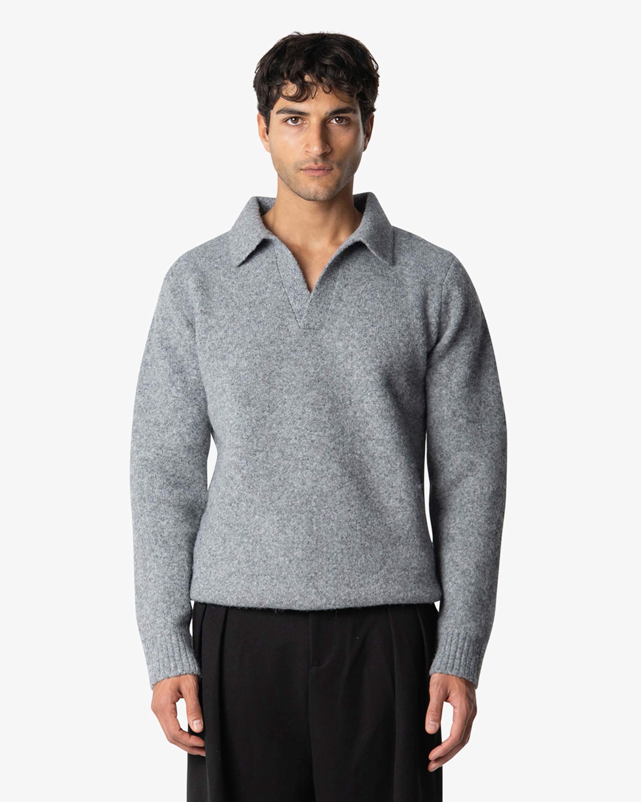 Regatta Regular Brushed Polo Sweater | Grey Melee
