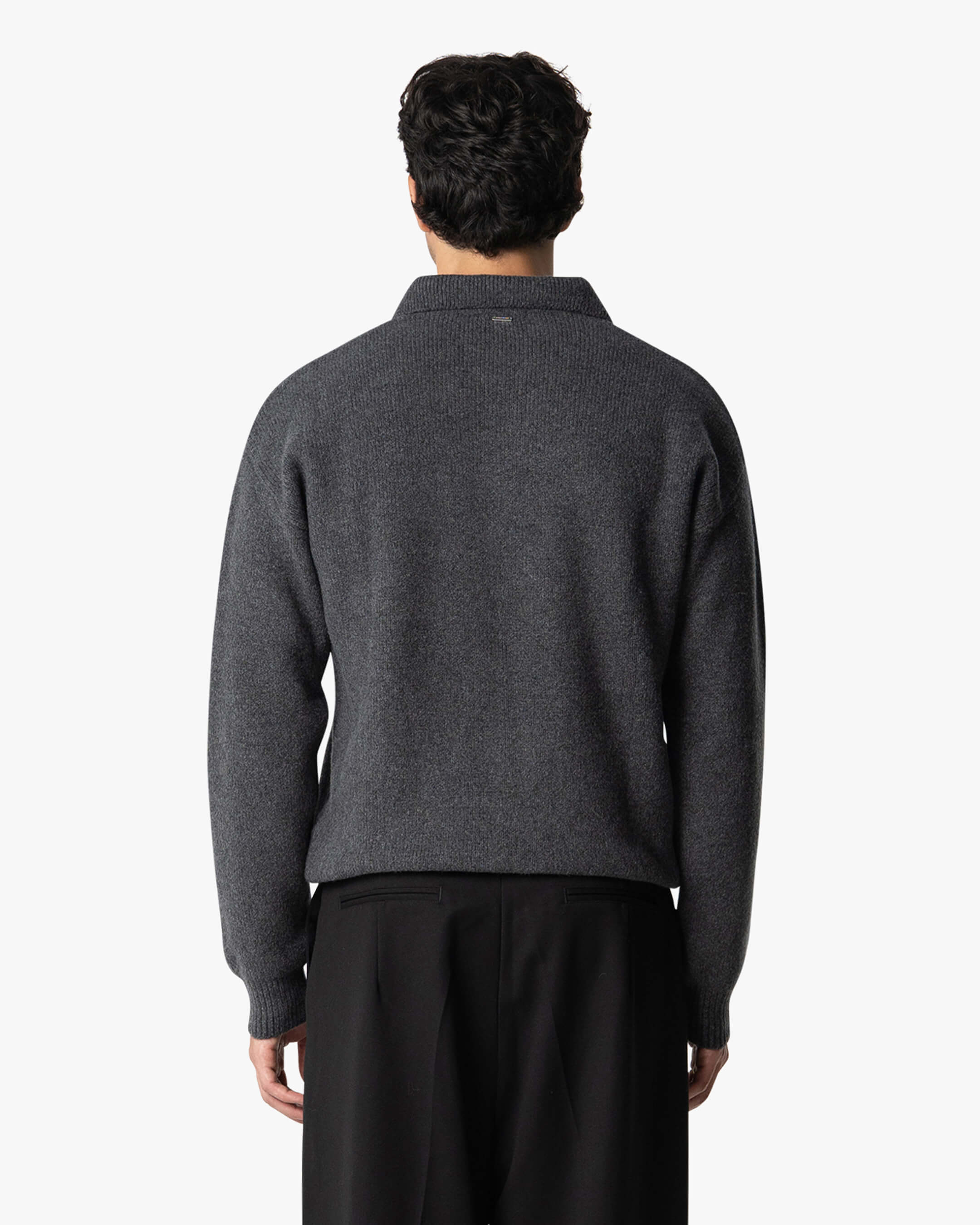 Alessandro Knitted Polo Sweater | Dark Grey