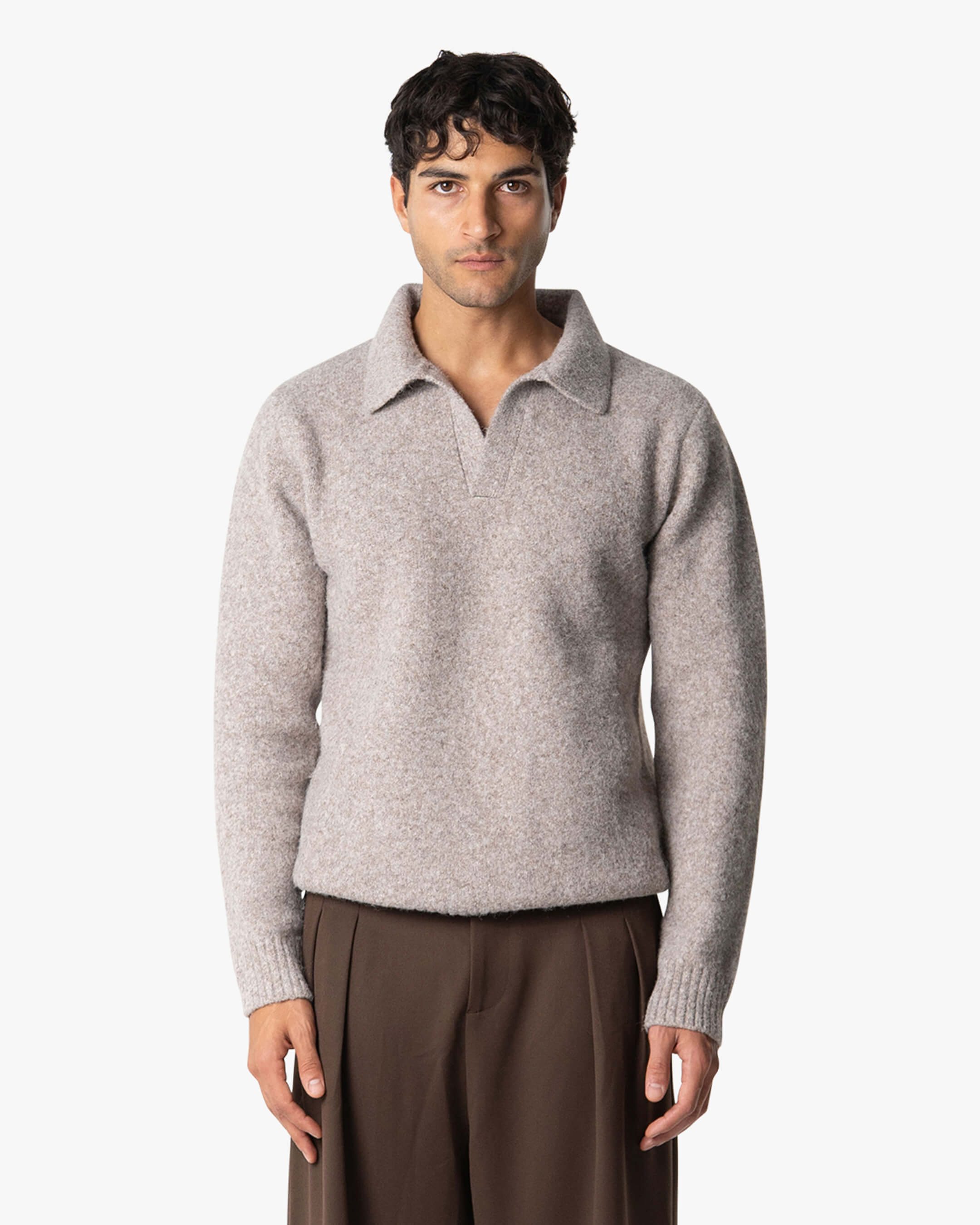 Regatta Regular Brushed Polo Sweater | Light Brown Melee