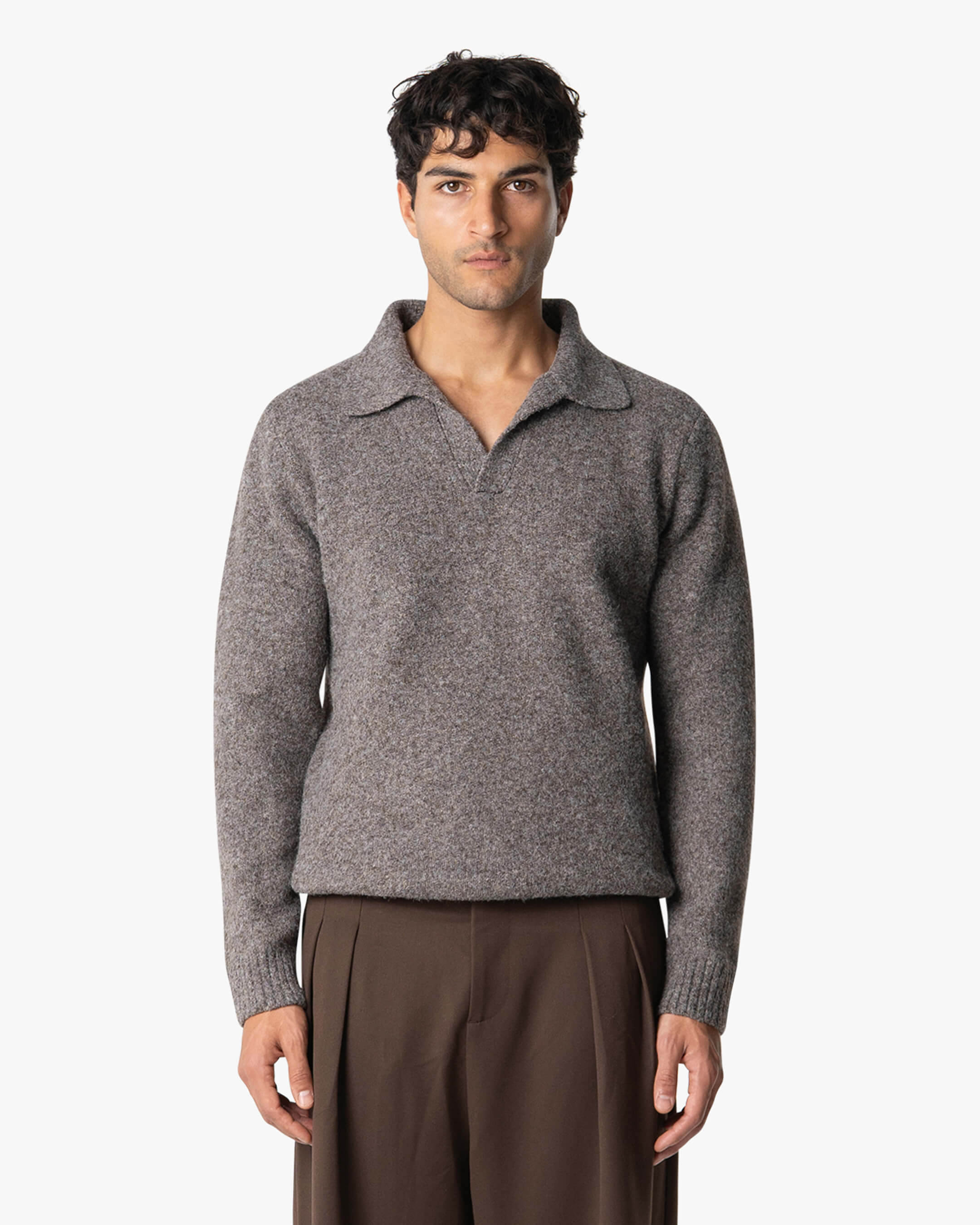 Regatta Regular Brushed Polo Sweater | Brown Melee