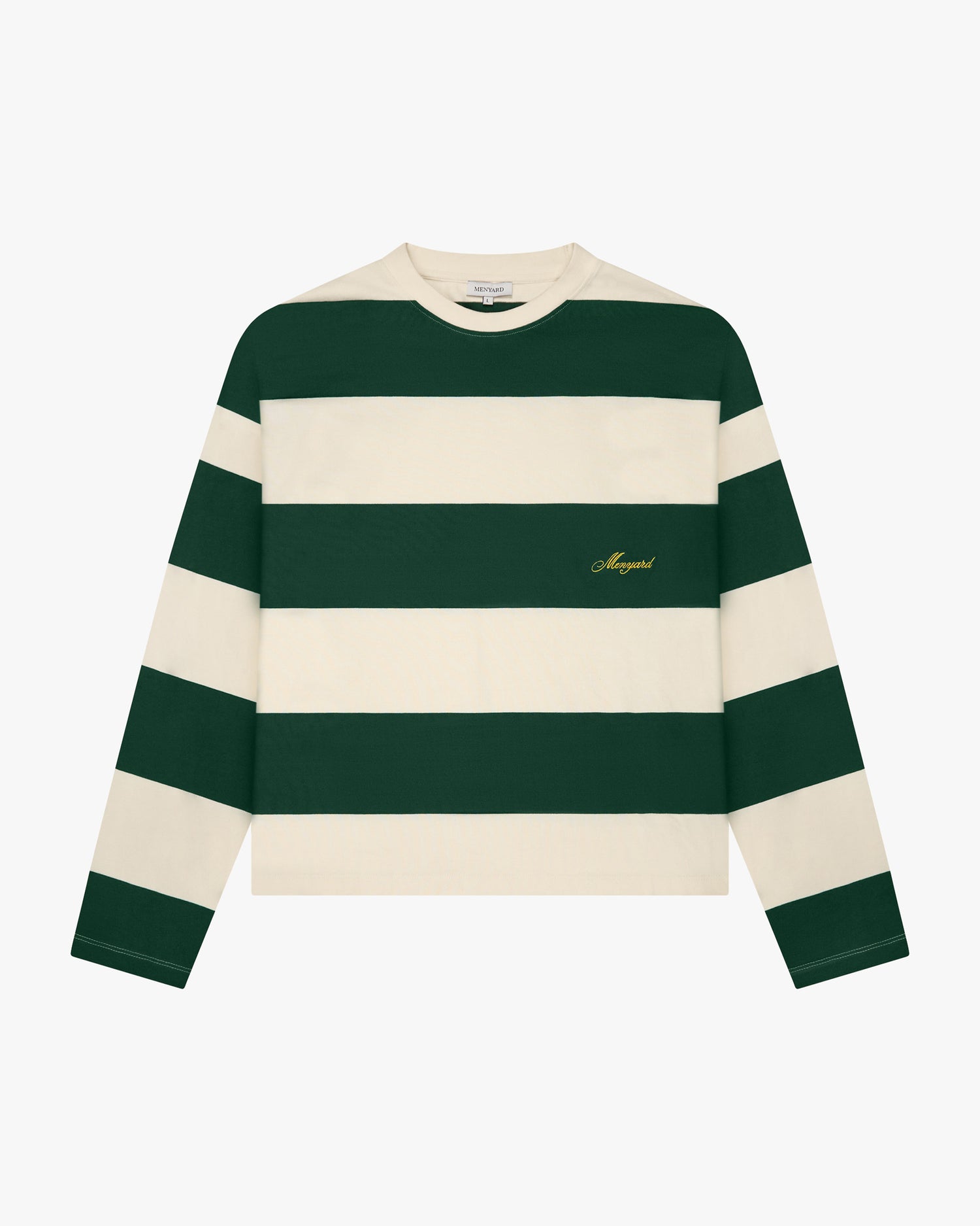 Striped Boxy Longsleeve | Dark Green/Ecru