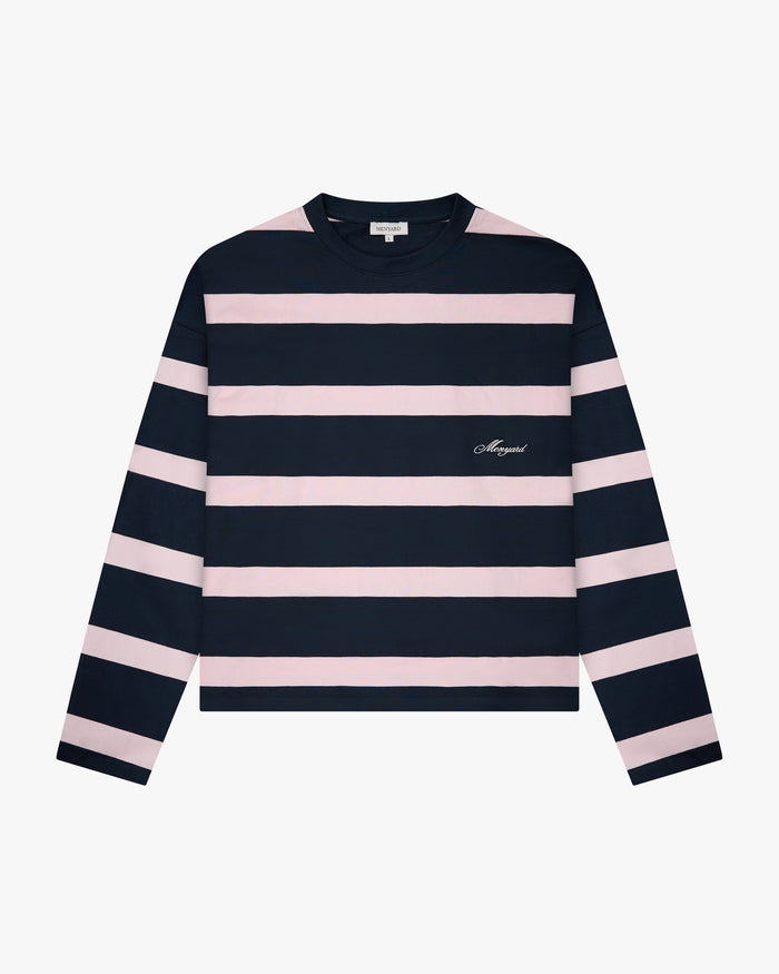 Striped Boxy Longsleeve | Navy/Pink