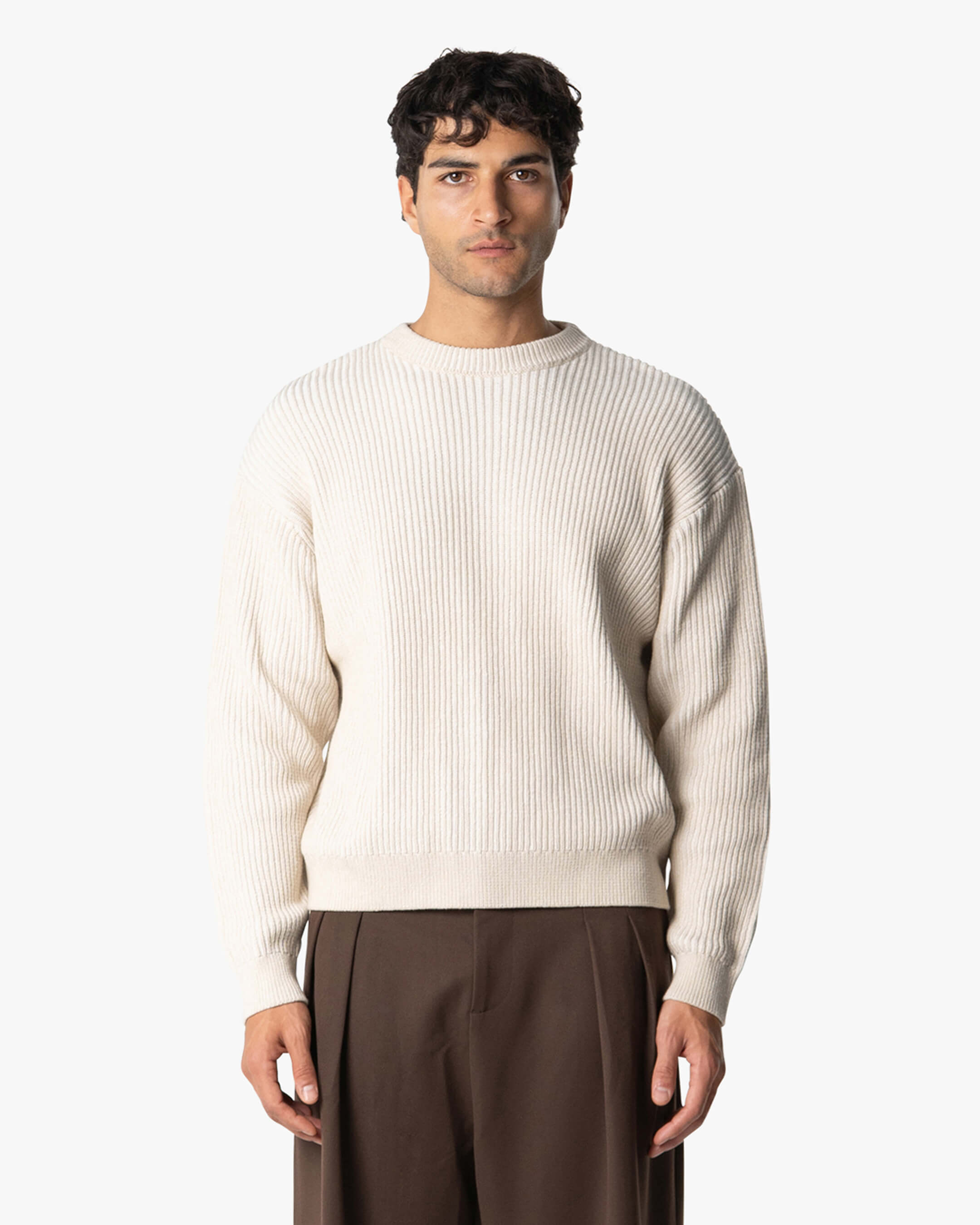 Lima Boxy Knitted Cotton Sweater | Sand
