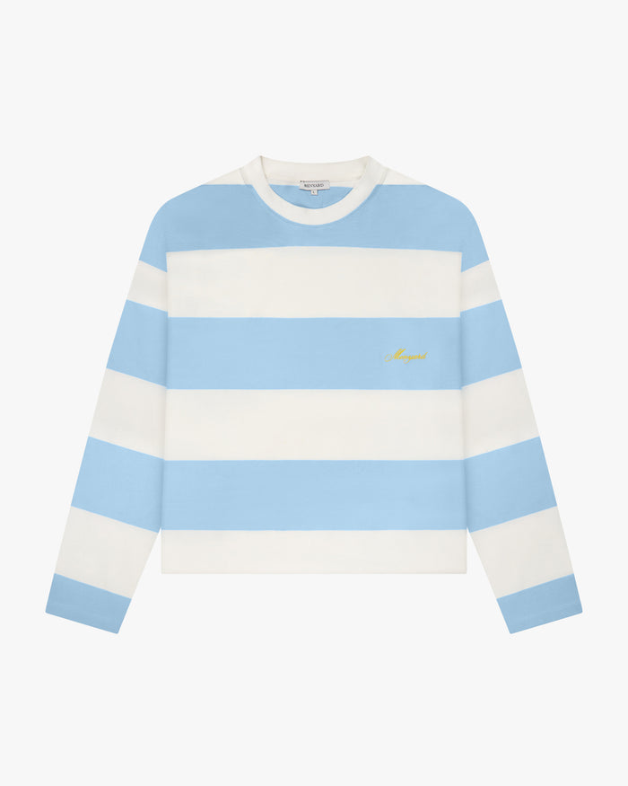 Striped Boxy Longsleeve | White/Light Blue
