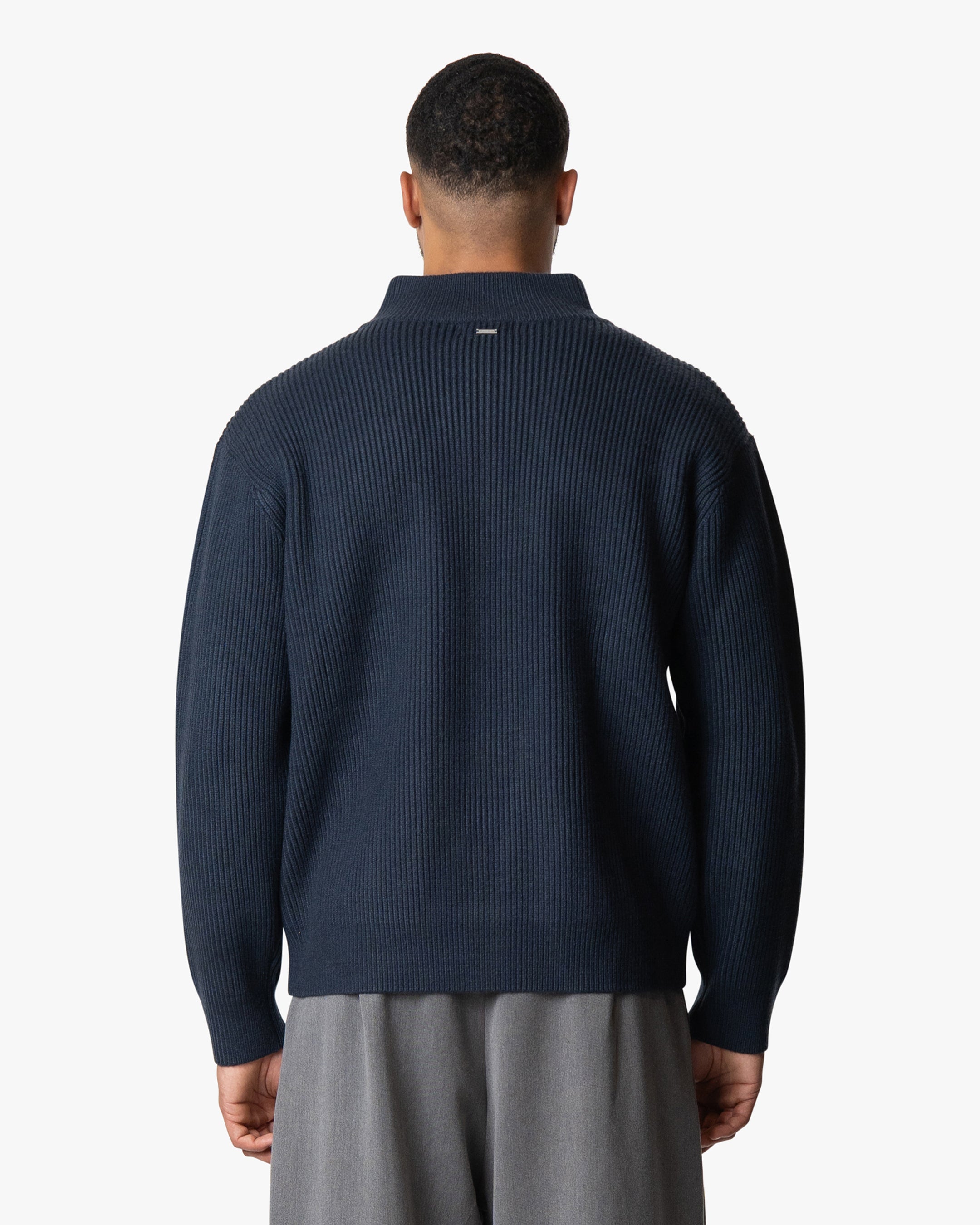 Giacca Heavy Knitted Zip-Up Cardigan | Navy