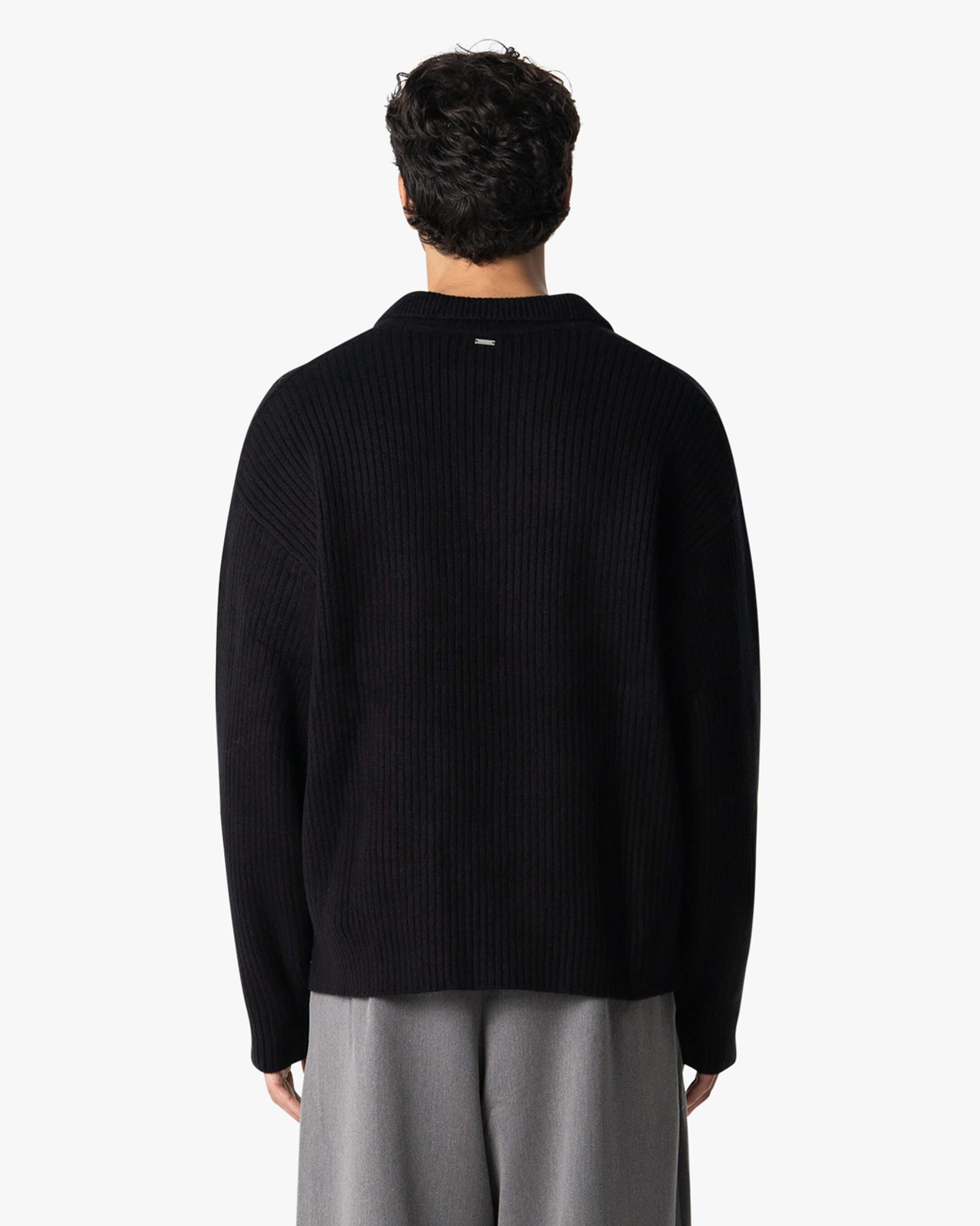 Ravello Oversized Cotton V-Neck Sweater | Black