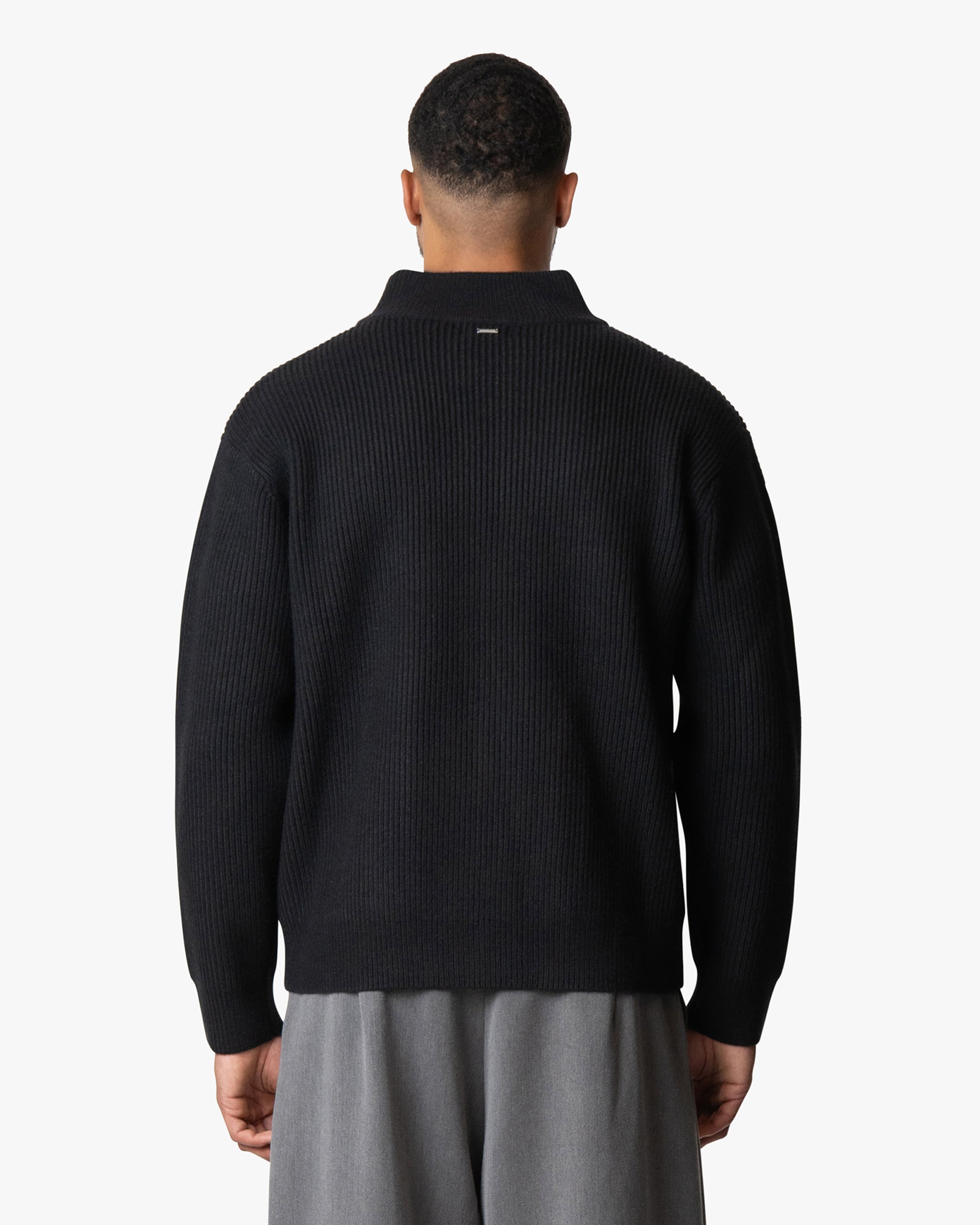 Giacca Heavy Knitted Zip-Up Cardigan | Black