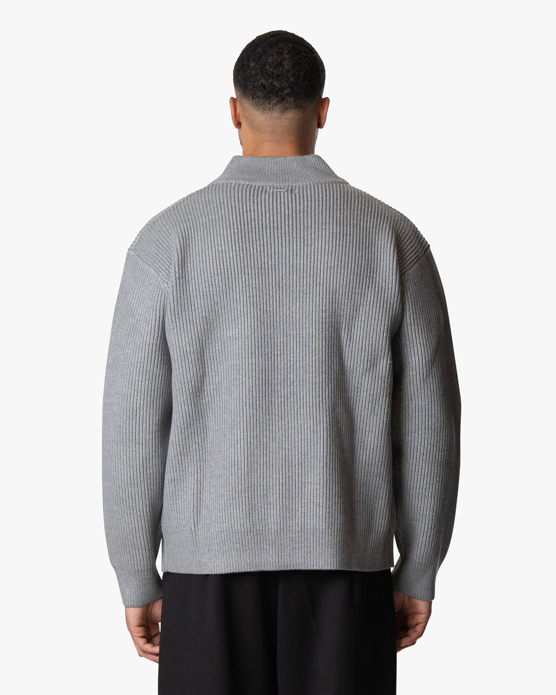 Giacca Heavy Knitted Zip-Up Cardigan | Grey Melee