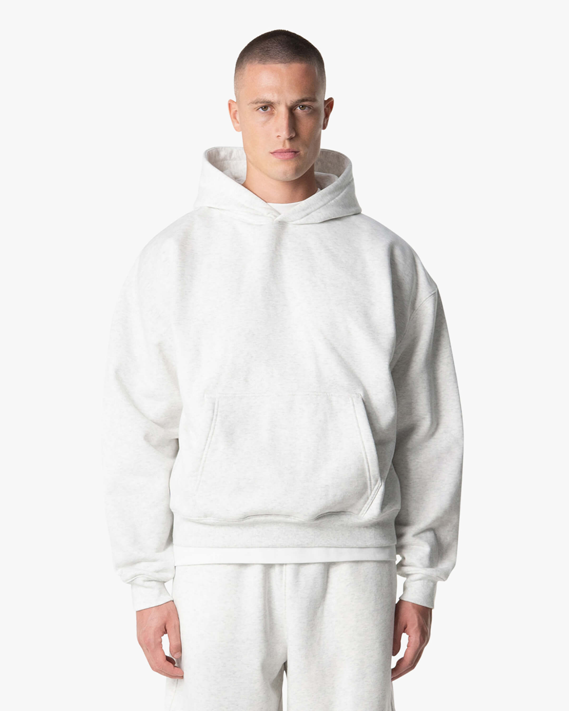 Oversized Blank Hoodie | Light Grey Melee