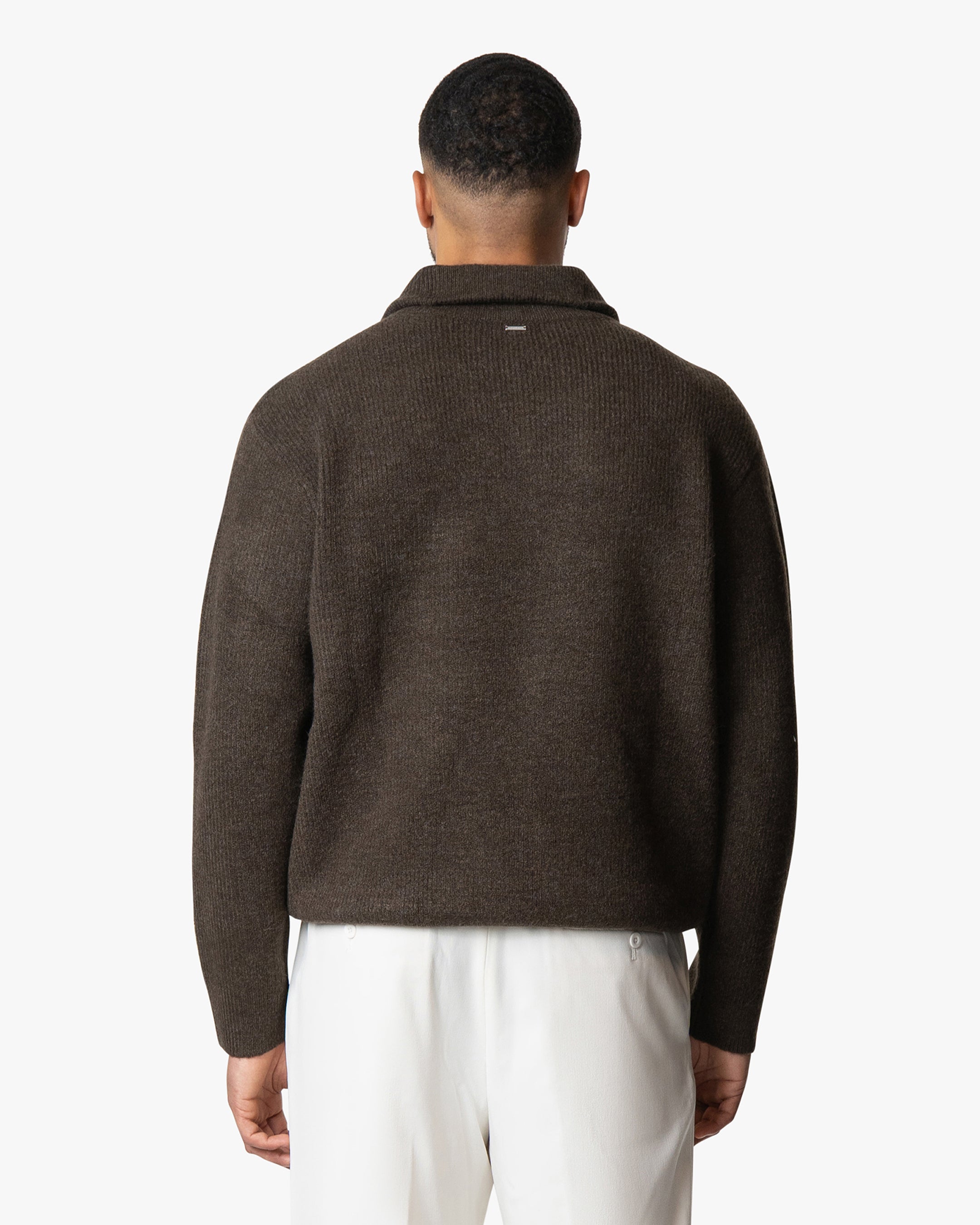 Sontuso Knitted Half-Zip Sweater | Dark Brown