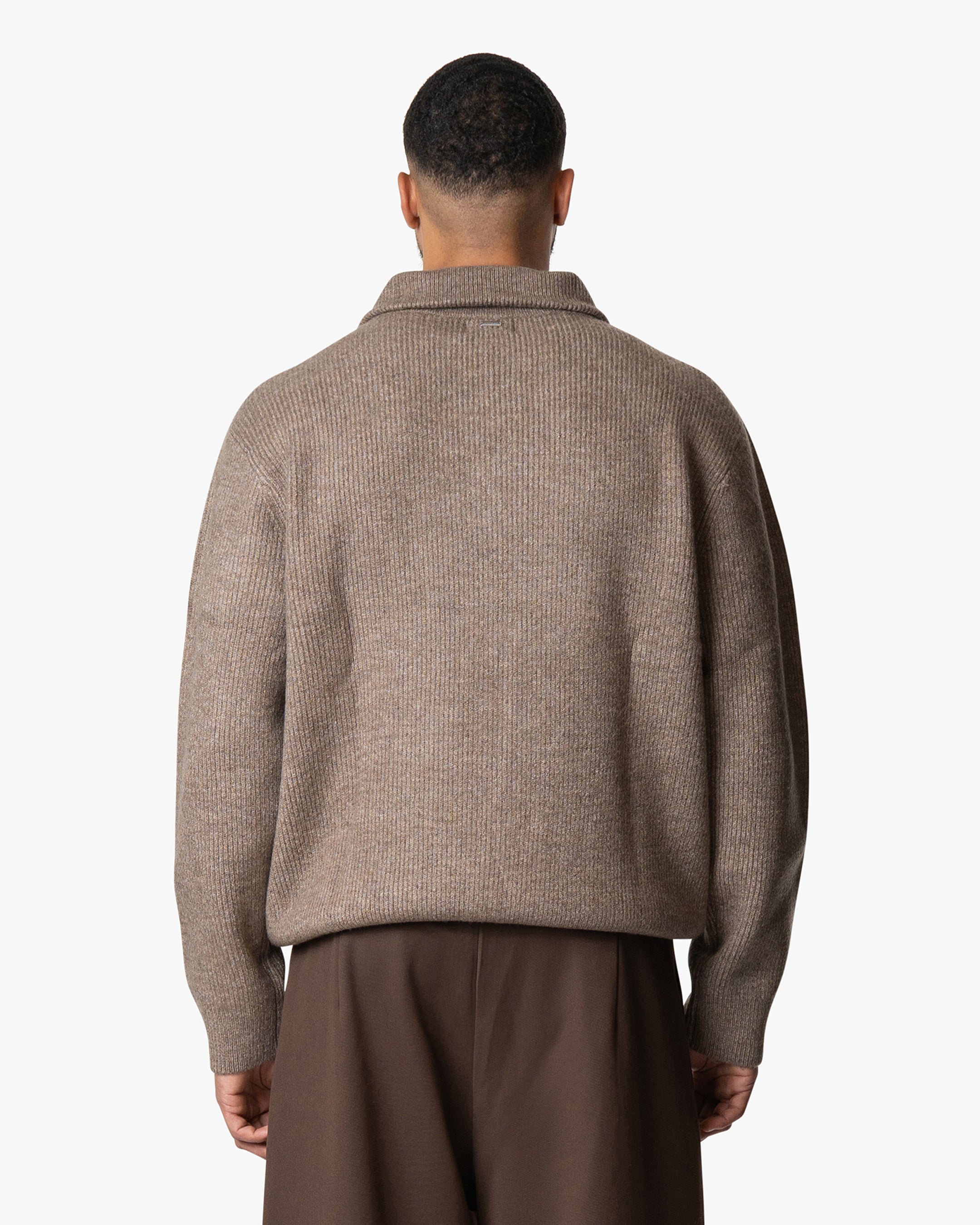 Sontuso Knitted Half-Zip Sweater | Light Brown