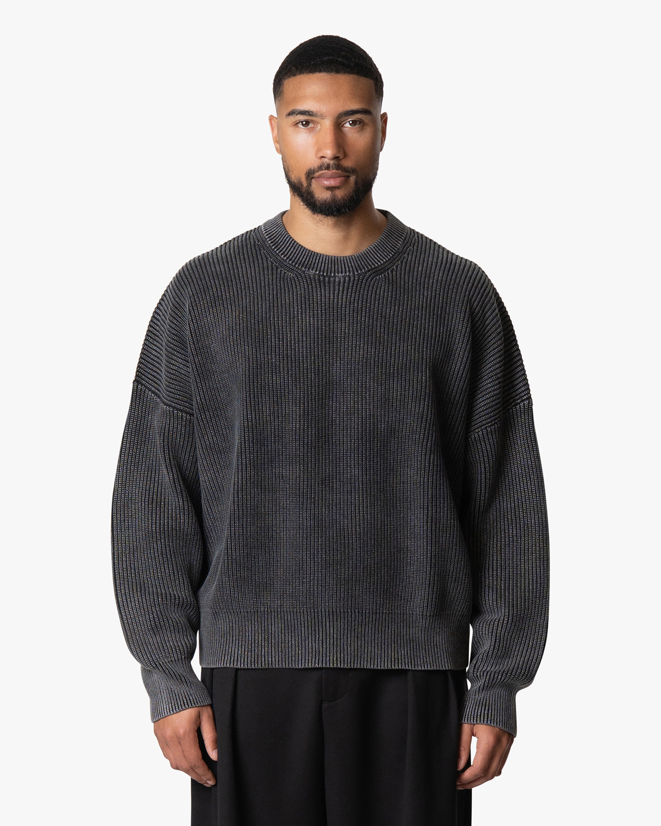 Ariano Acid Cotton Boxy Sweater | Acid Black