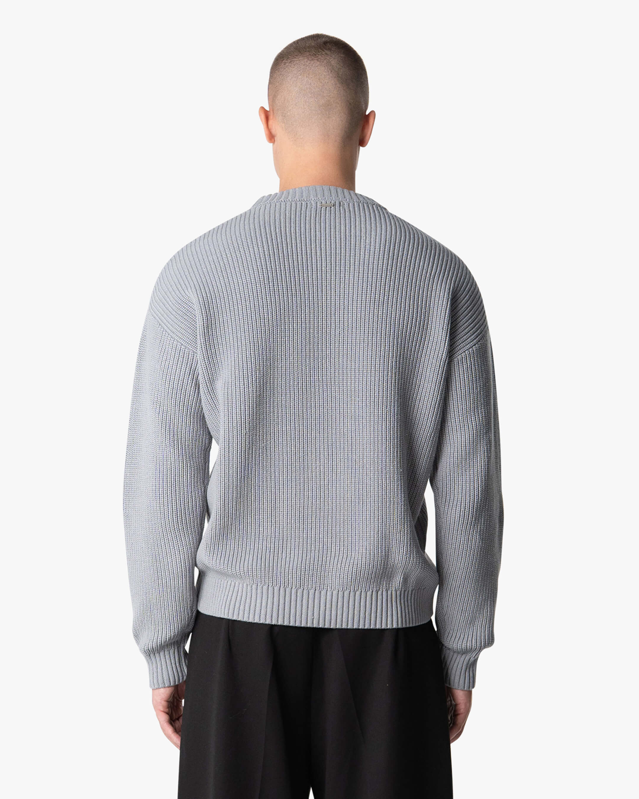 Naval Knitted Cotton Sweater | Grey Melee