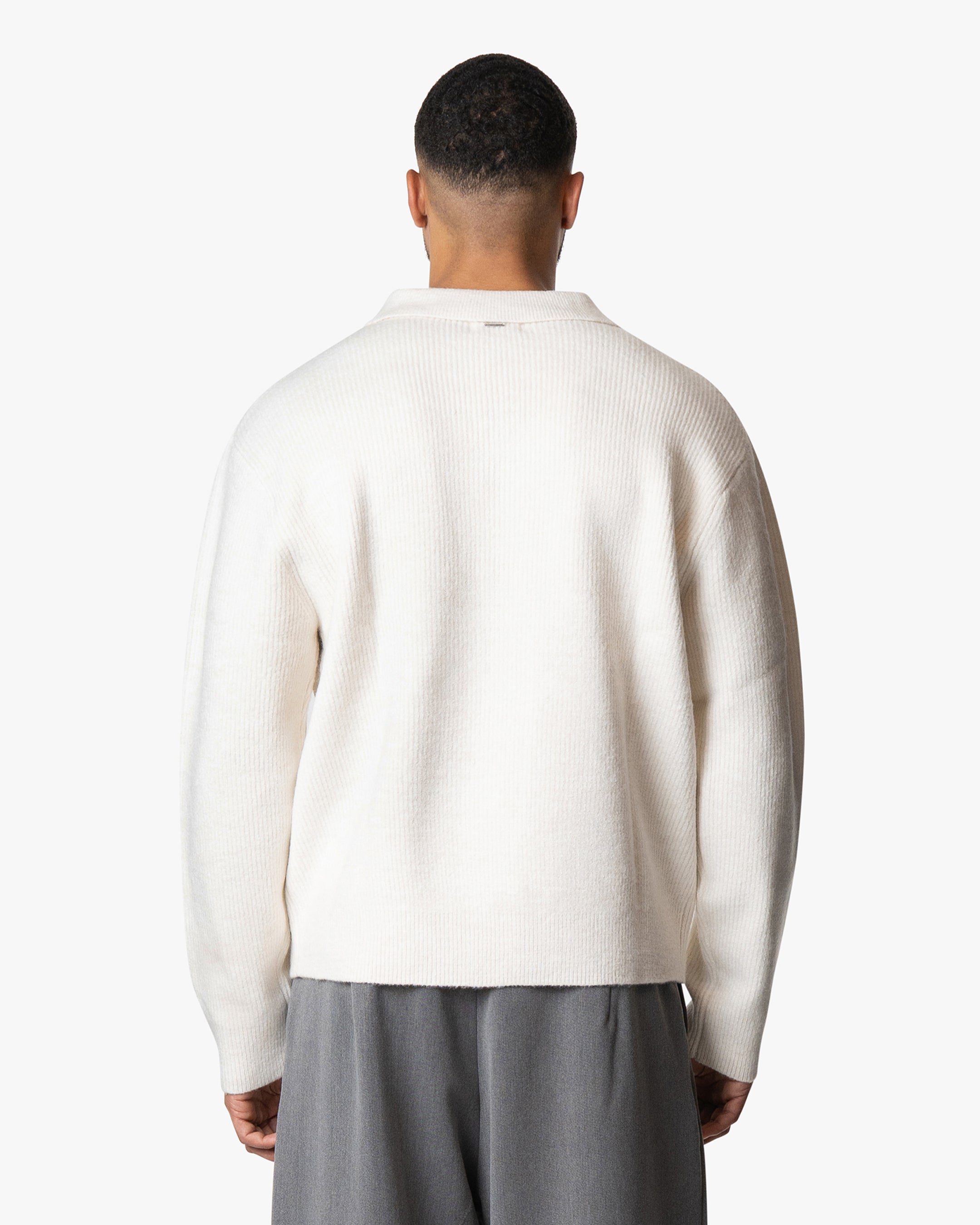 Levante Knitted Half-Zip Polo Sweater | Ecru