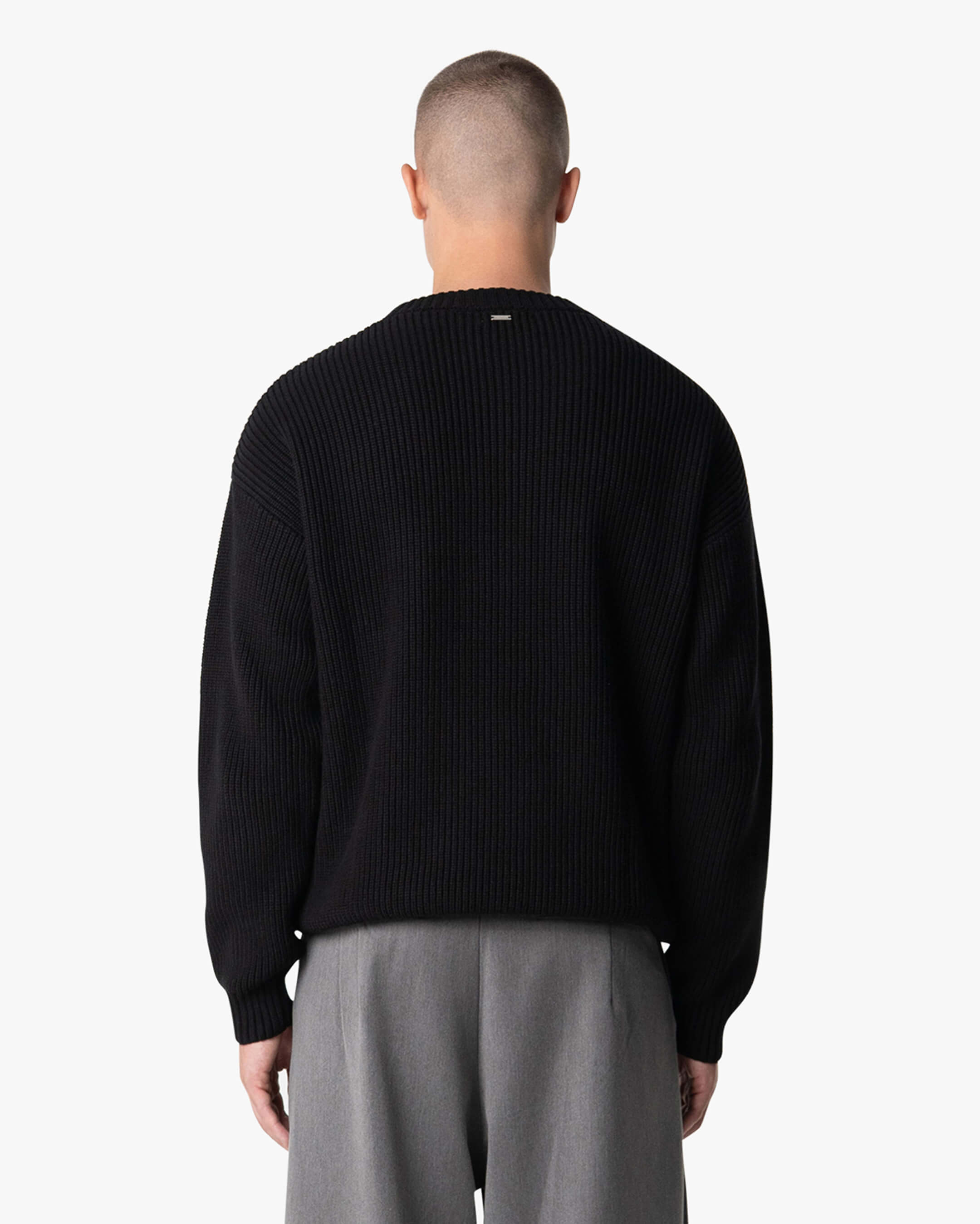 Naval Knitted Cotton Sweater | Black
