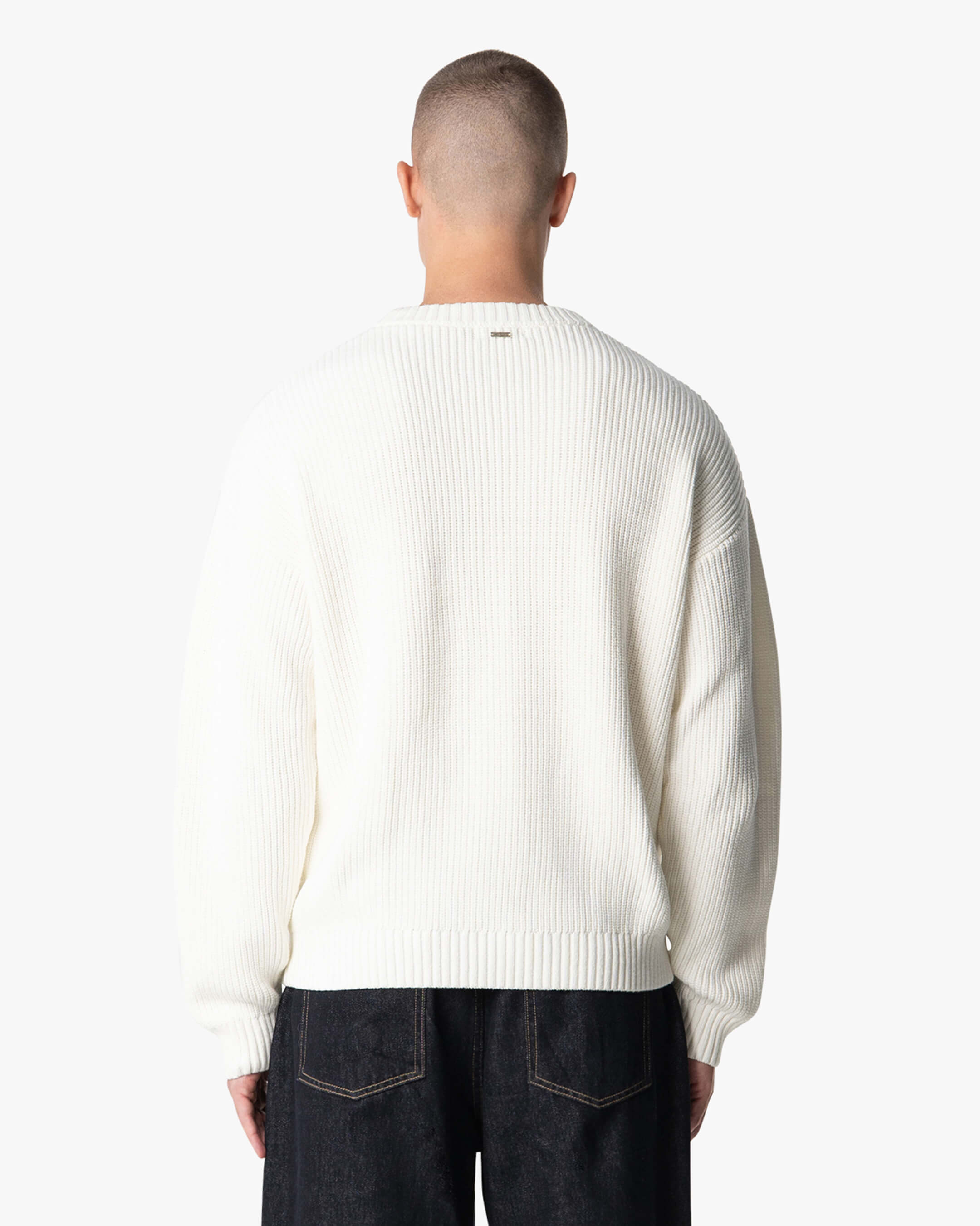 Naval Knitted Cotton Sweater | Ecru