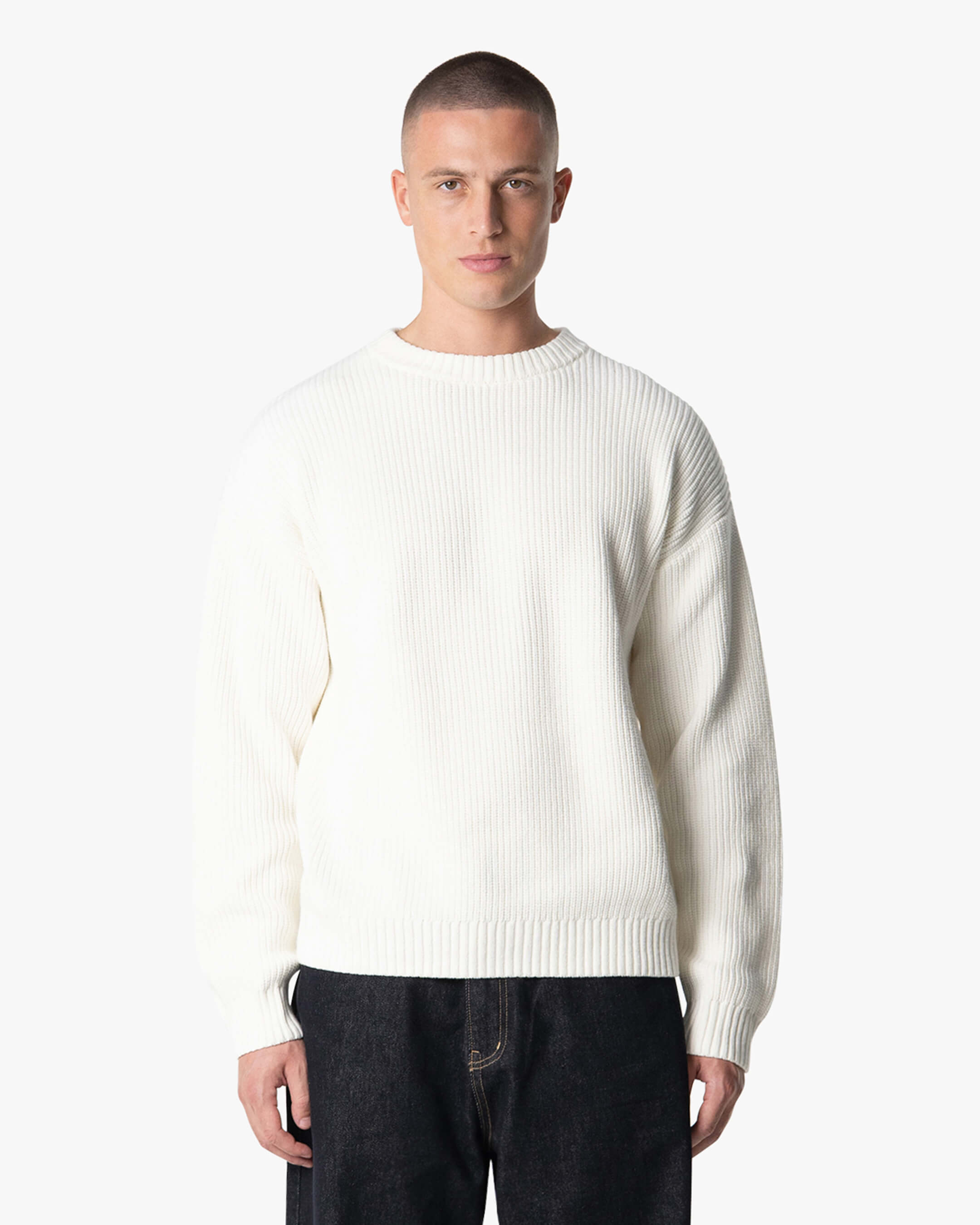 Naval Knitted Cotton Sweater | Ecru