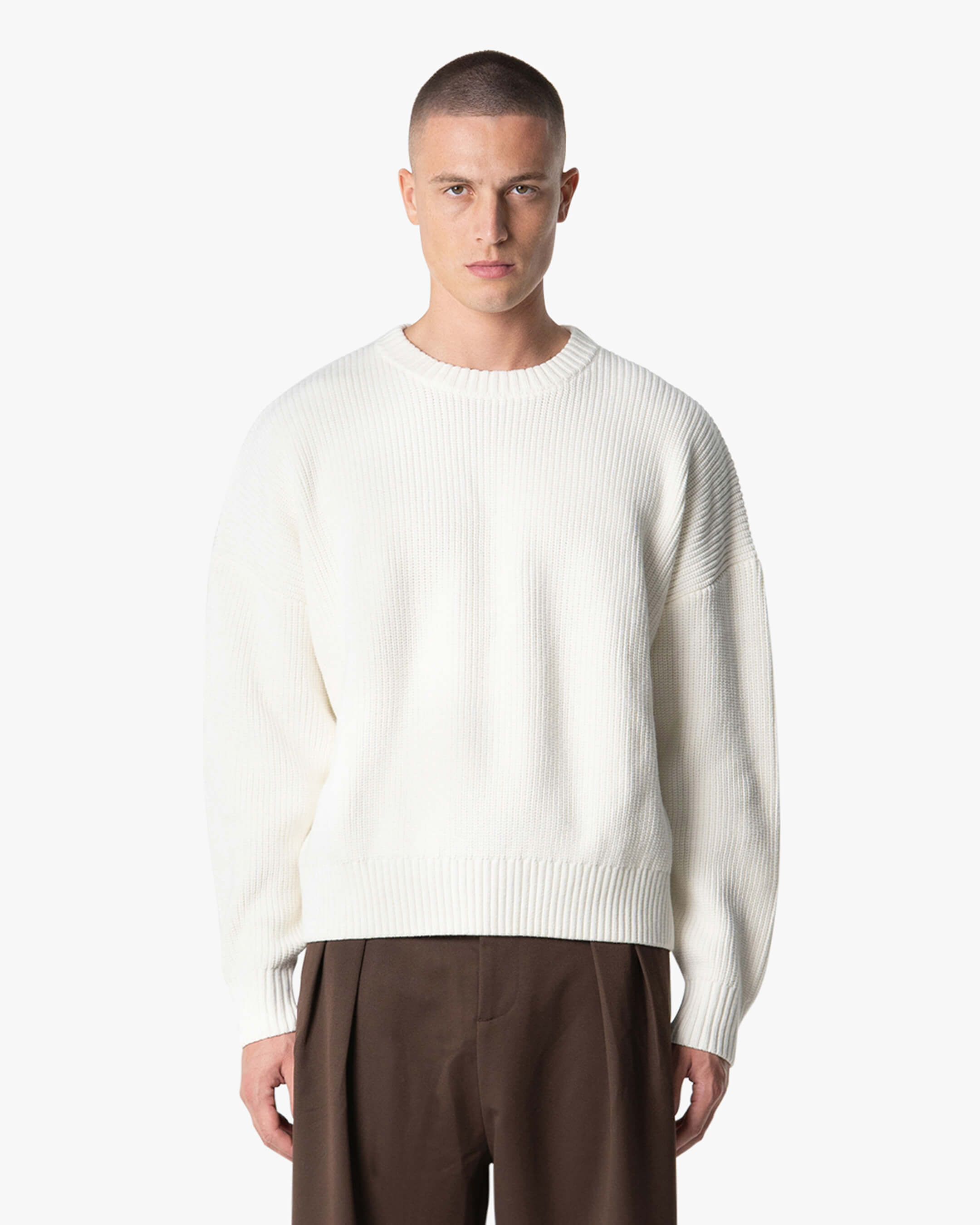 Emilian Oversized Cotton Boxy Sweater | Ecru