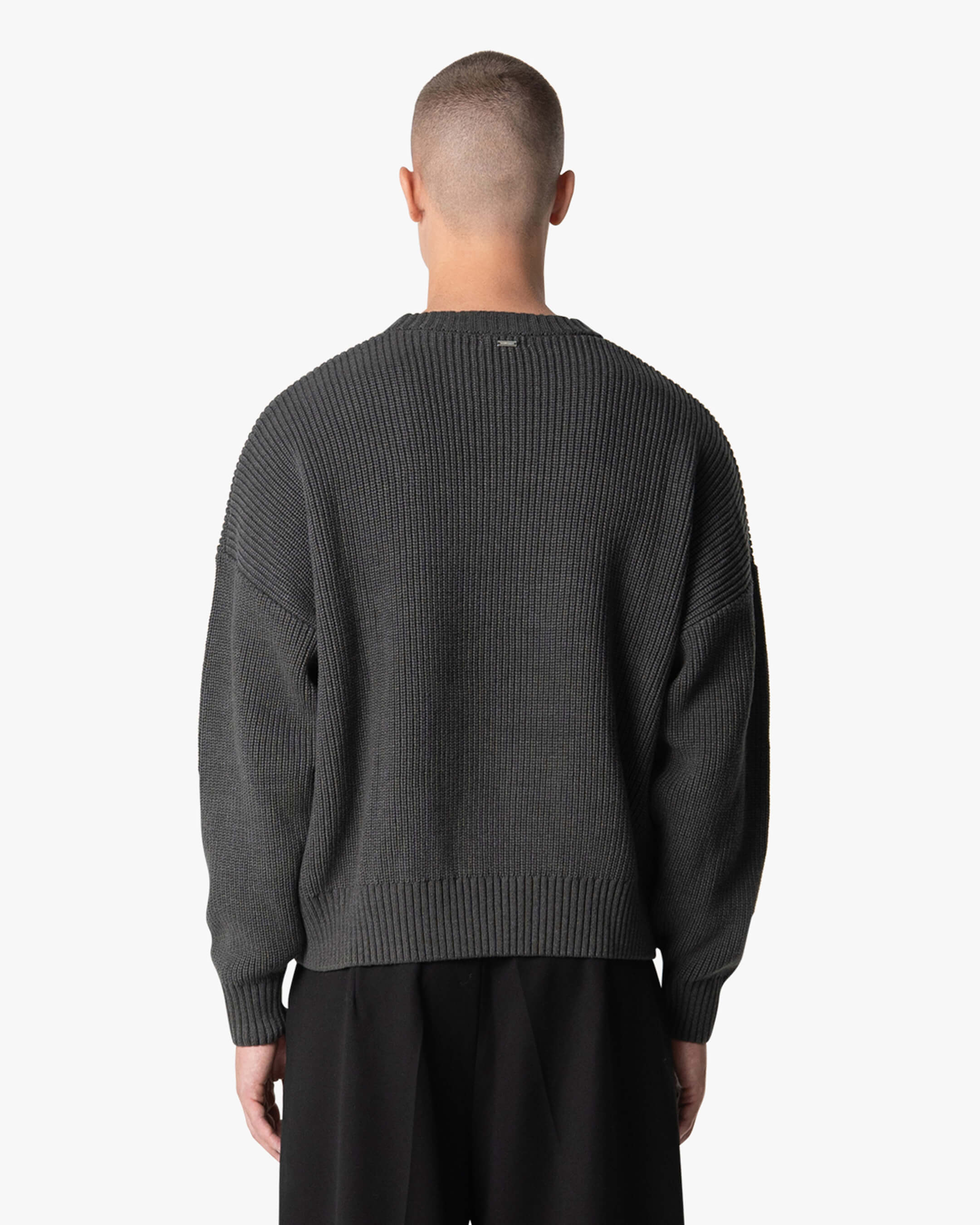 Emilian Oversized Cotton Boxy Sweater | Dark Grey