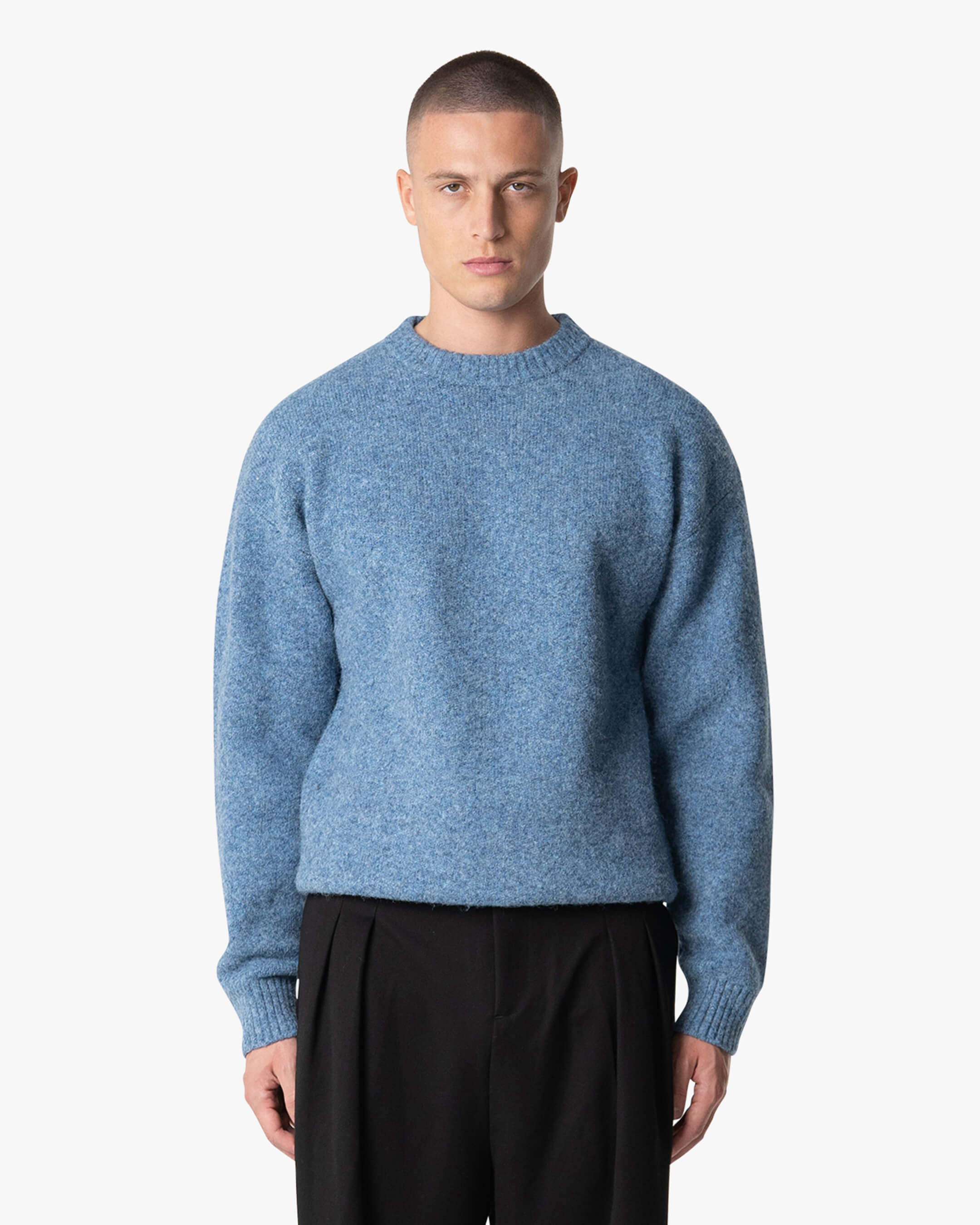 Brixton Wool-Blend Brushed Sweater | Blue