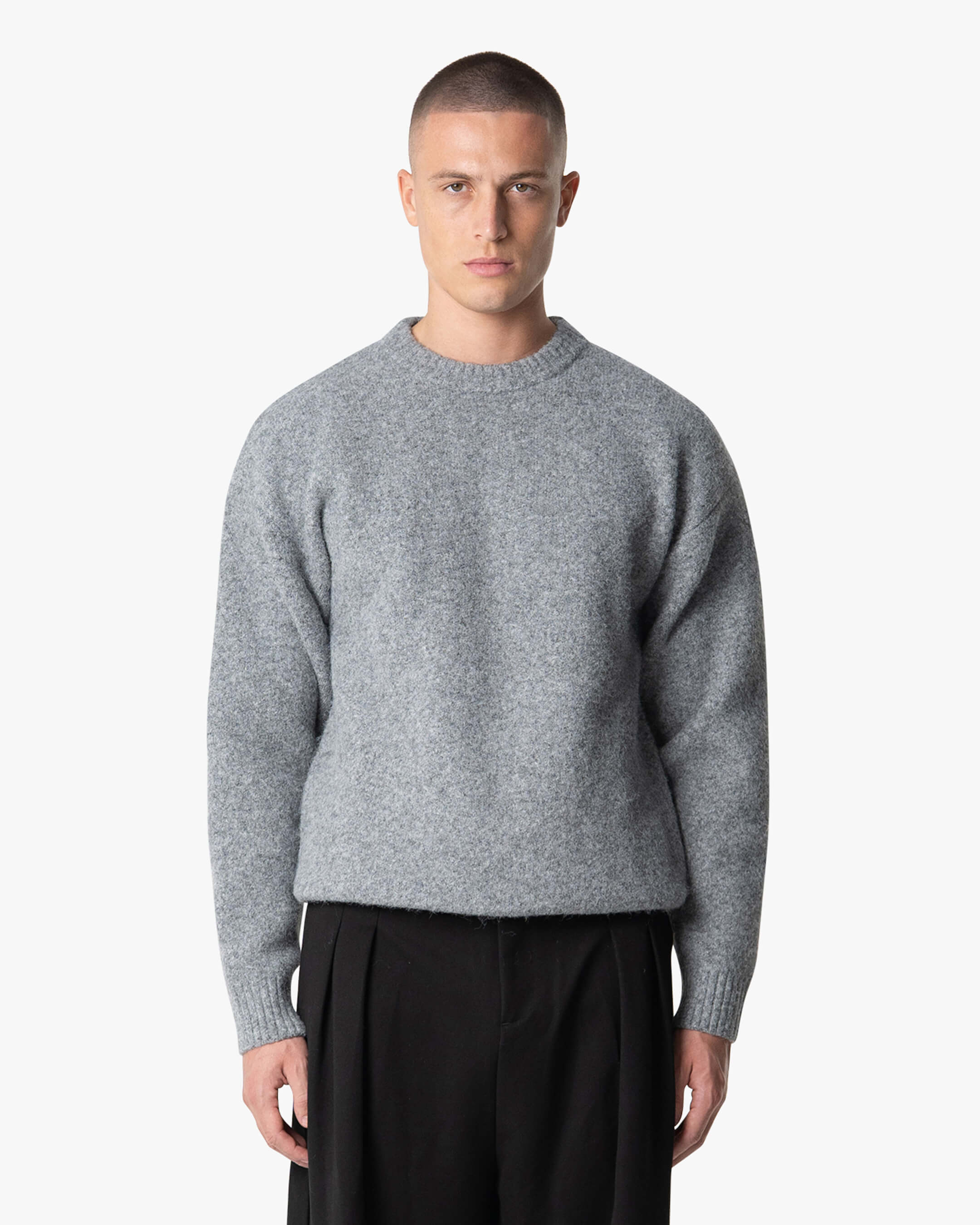Brixton Wool-Blend Brushed Sweater | Grey Melee