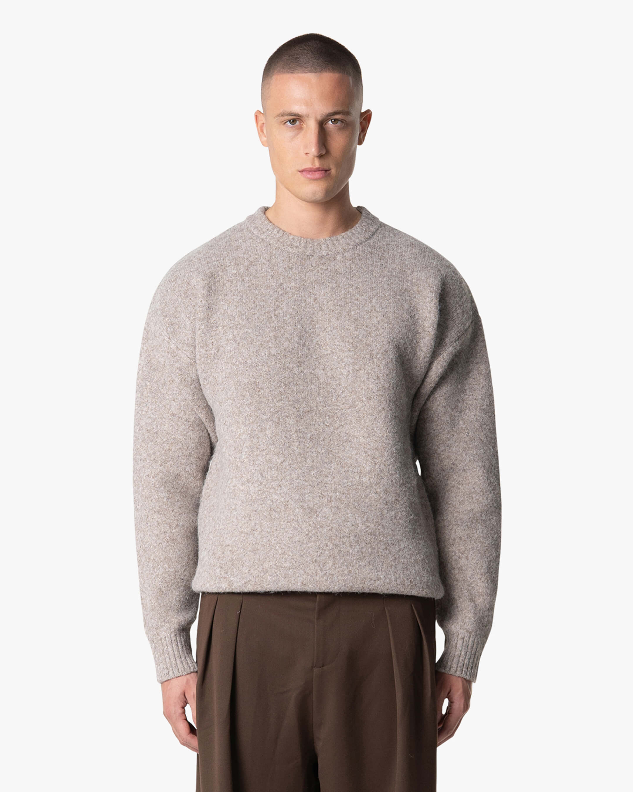 Brixton Wool-Blend Brushed Sweater | Light Brown Melee