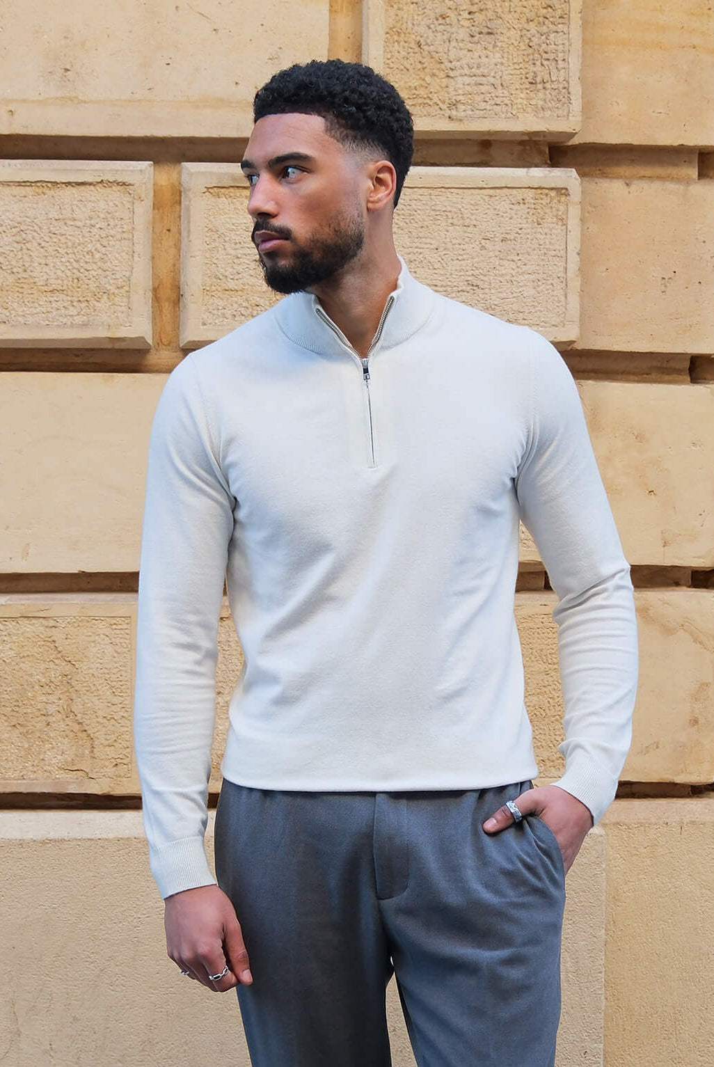 Porter half zip | White