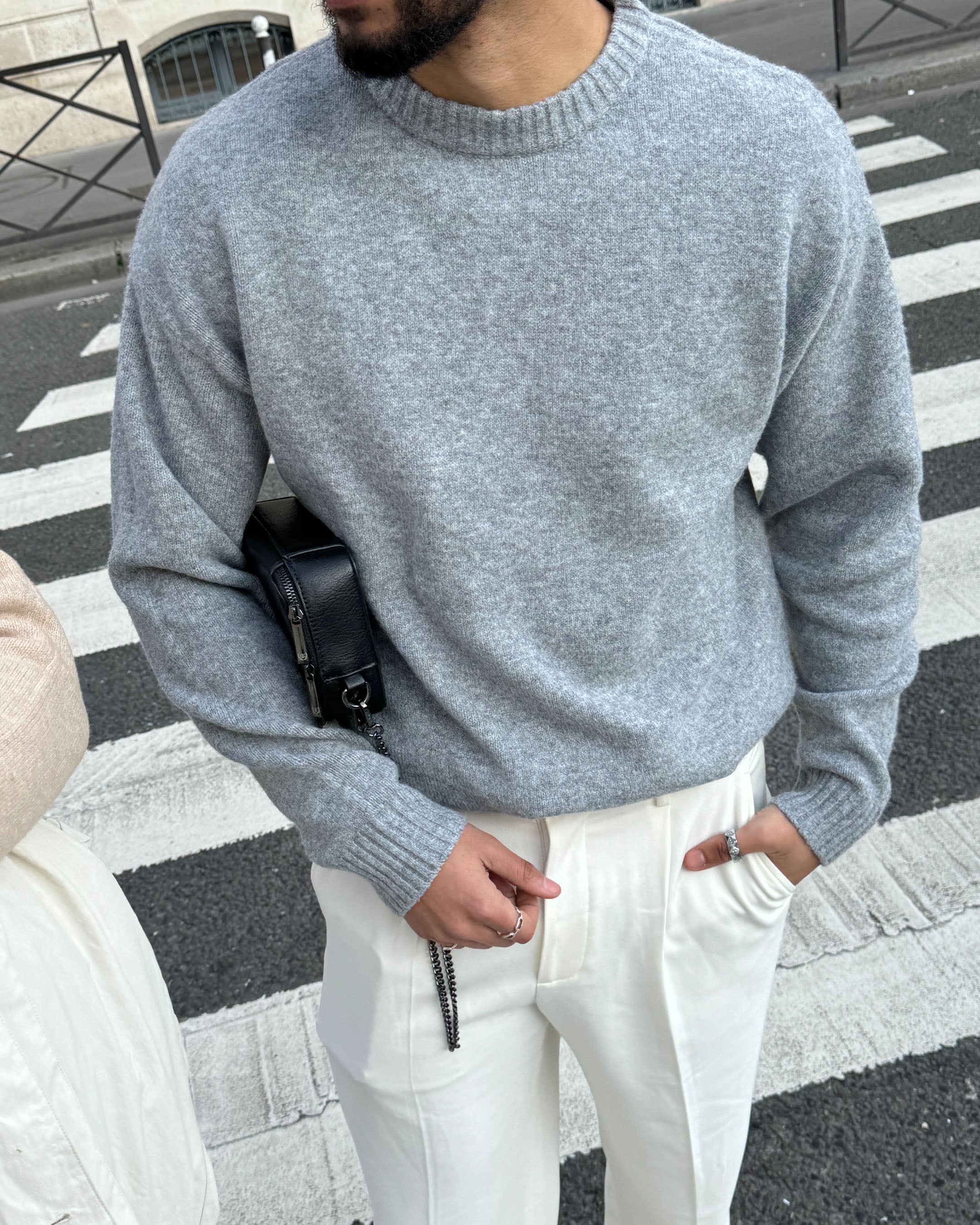 Brixton Wool-Blend Brushed Sweater | Grey Melee