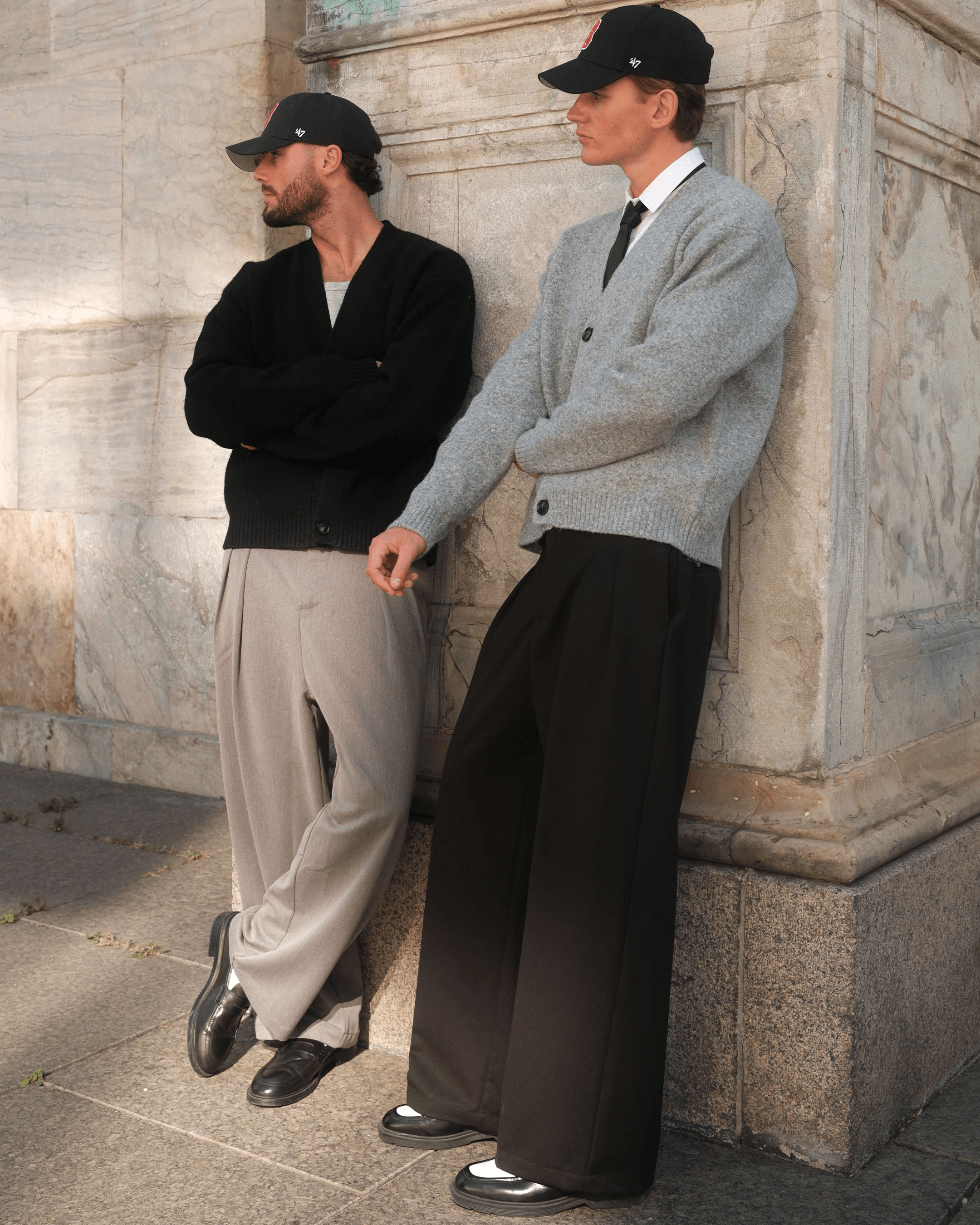 Ambra Loose-Fit Pleated Pants | Black