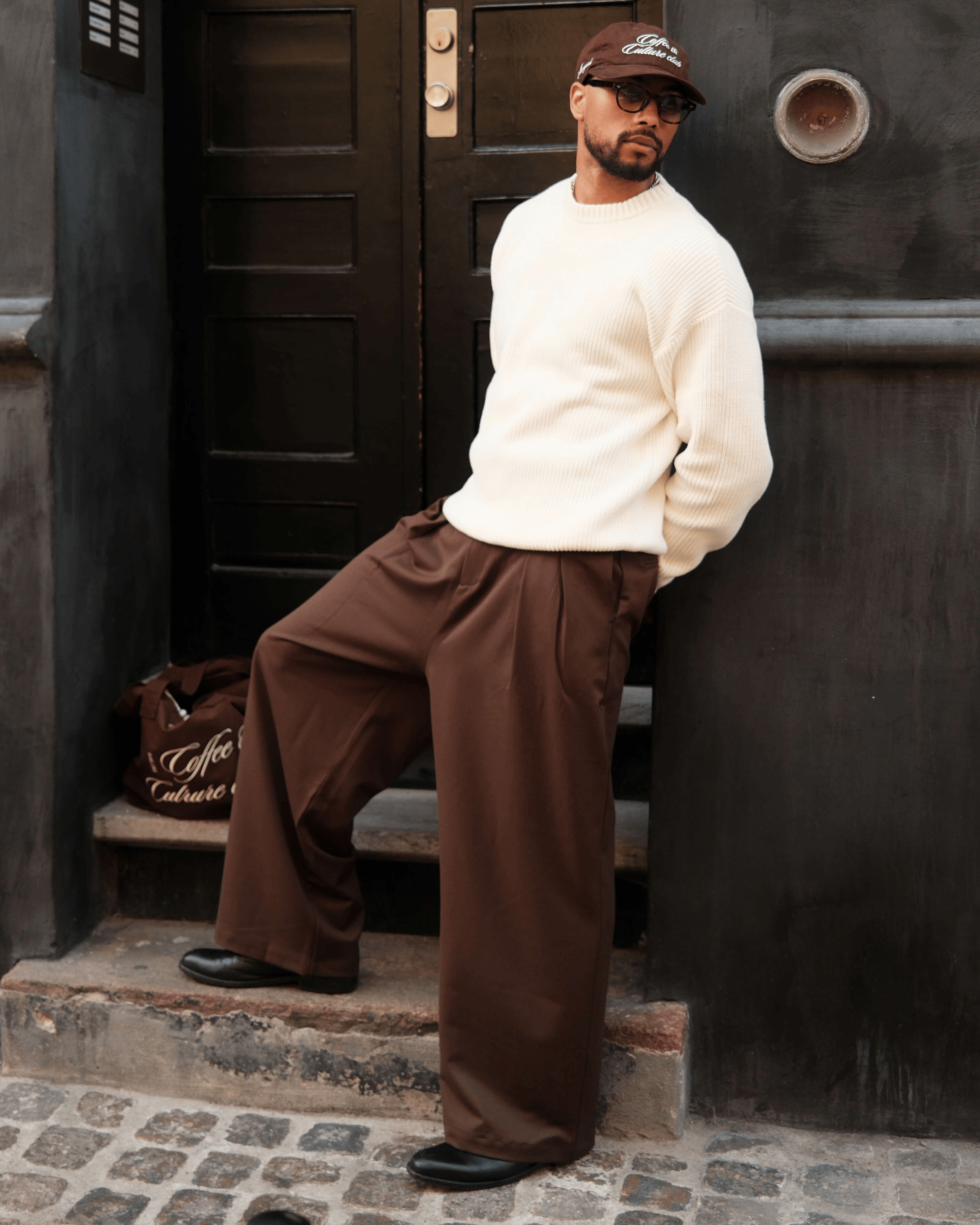 Ambra Loose-Fit Pleated Pants | Brown