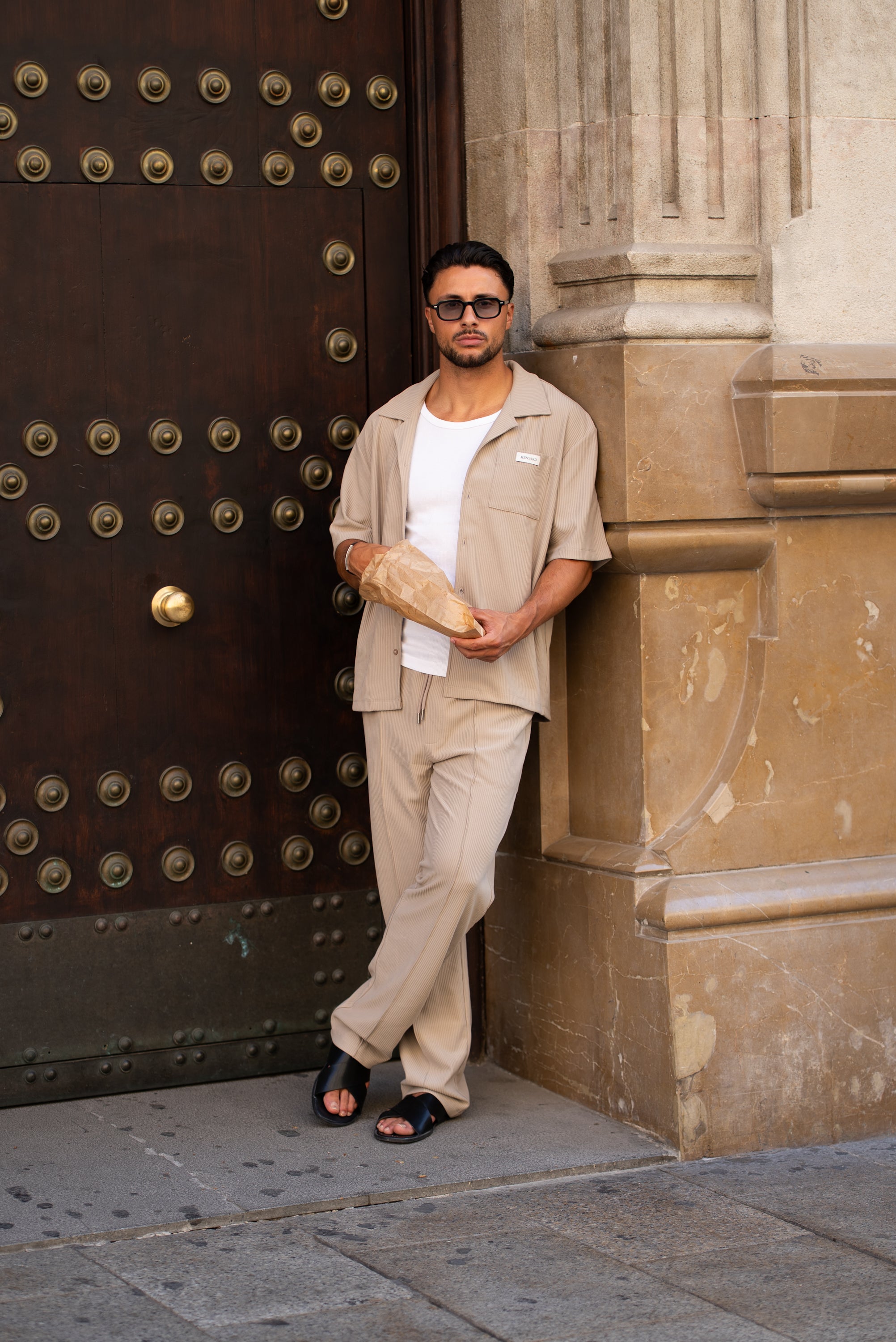 Santiago Ribbed Shirt | Beige