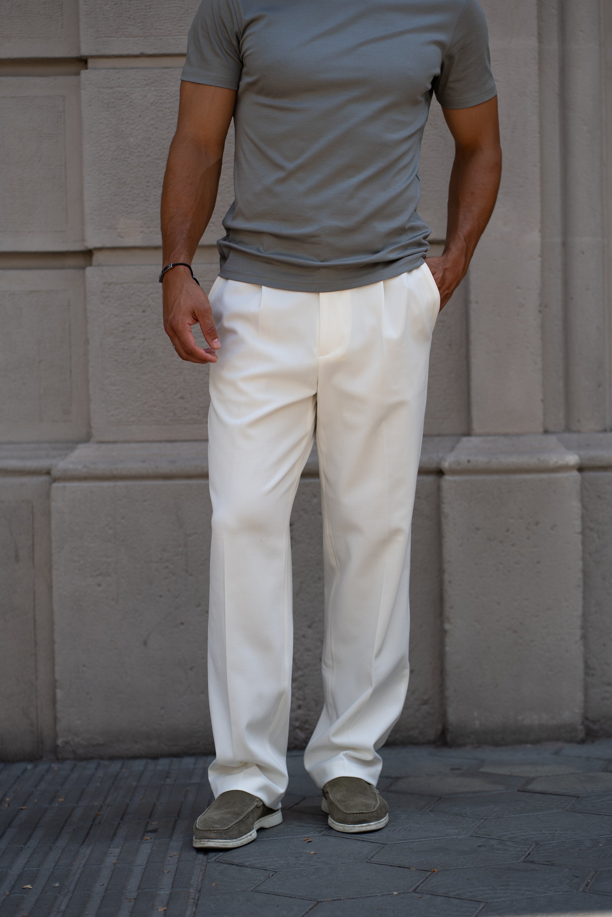 Fender Straight Pants | Ecru