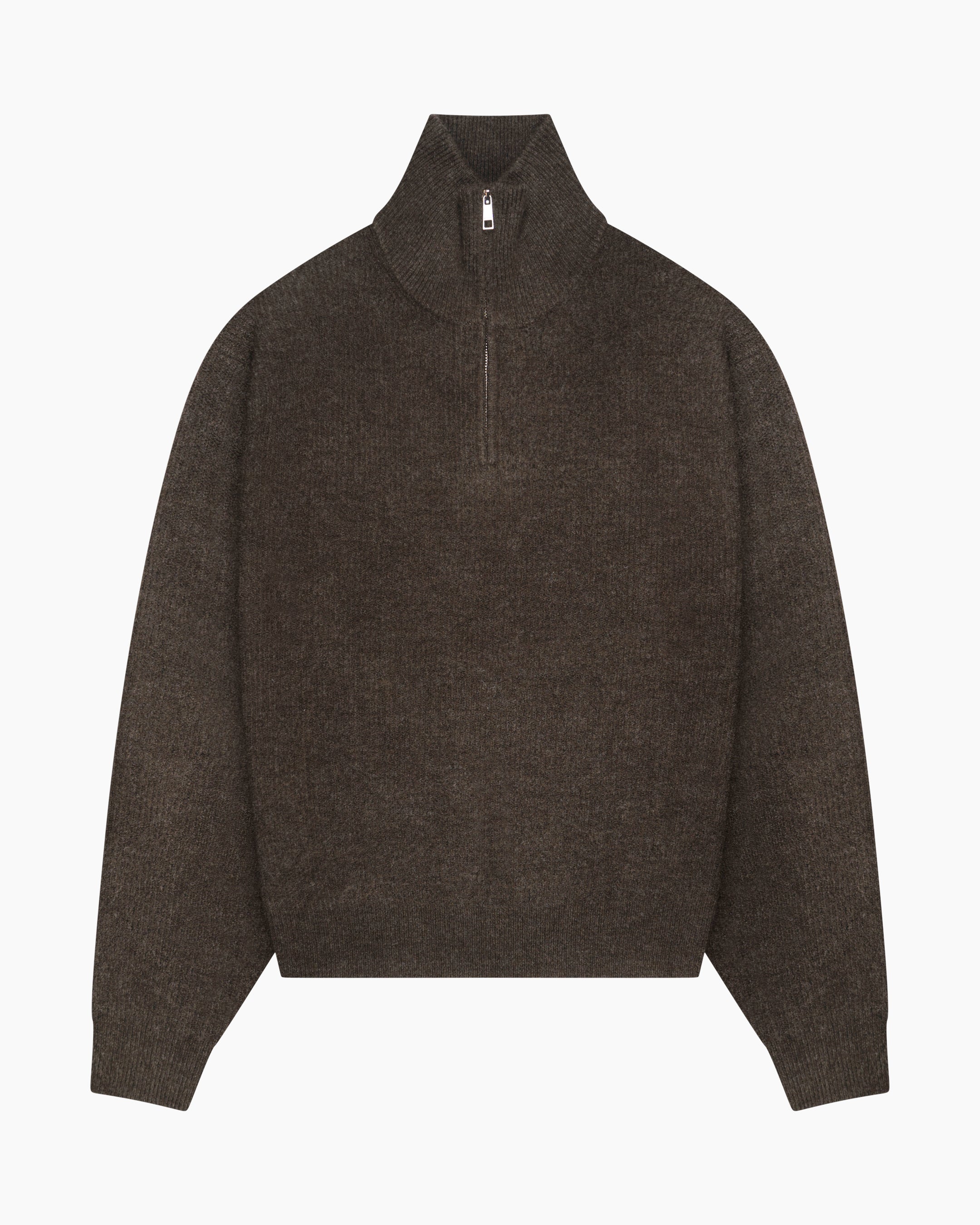 Sontuso Knitted Half-Zip Sweater | Dark Brown
