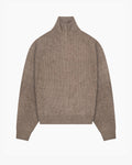 Sontuso Knitted Half-Zip Sweater | Light Brown flatlay