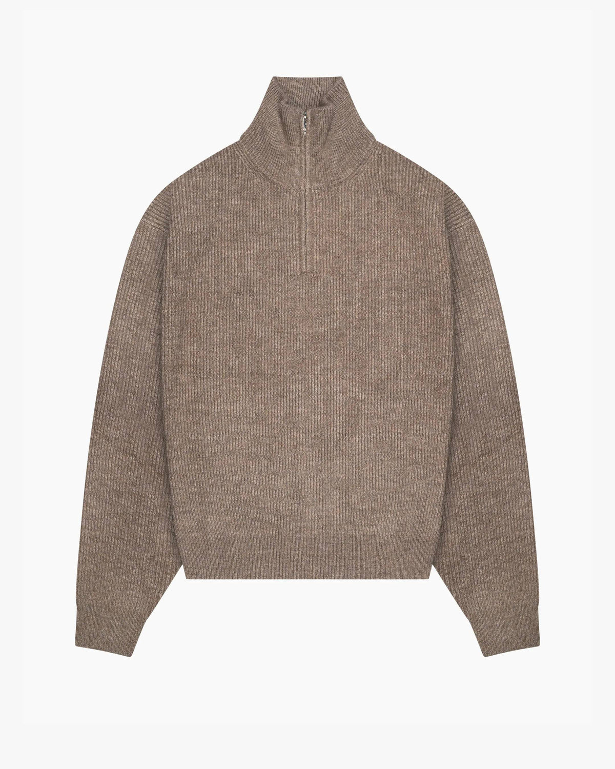 Sontuso Knitted Half-Zip Sweater | Light Brown flatlay
