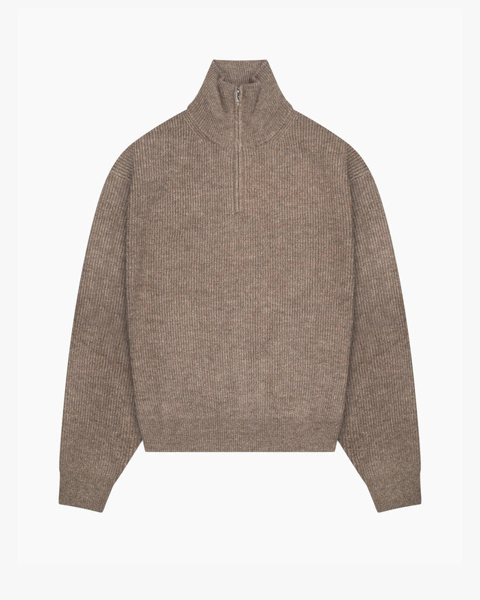Sontuso Knitted Half-Zip Sweater | Light Brown