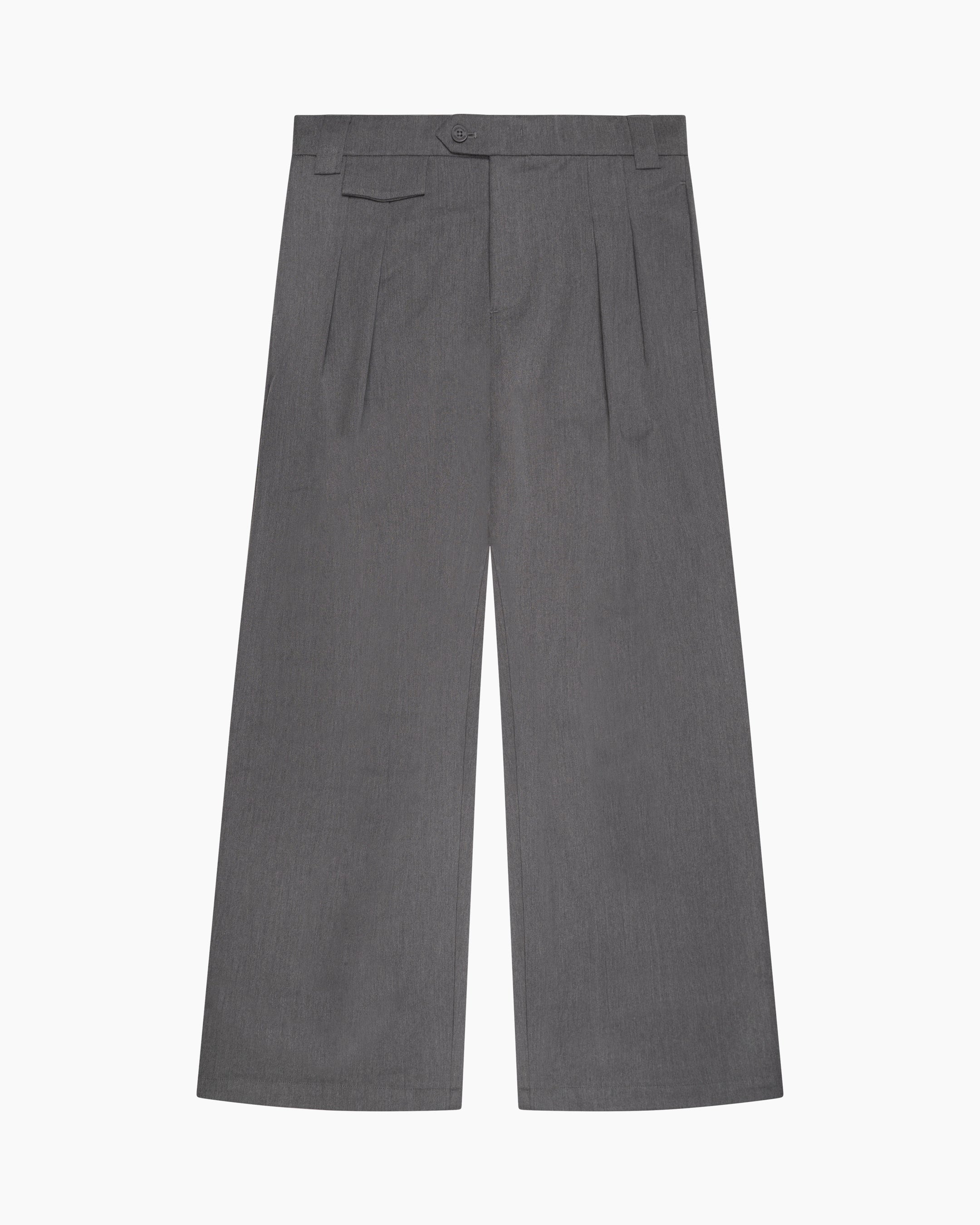 Ambra Loose-Fit Pleated Pants | Grey Melee