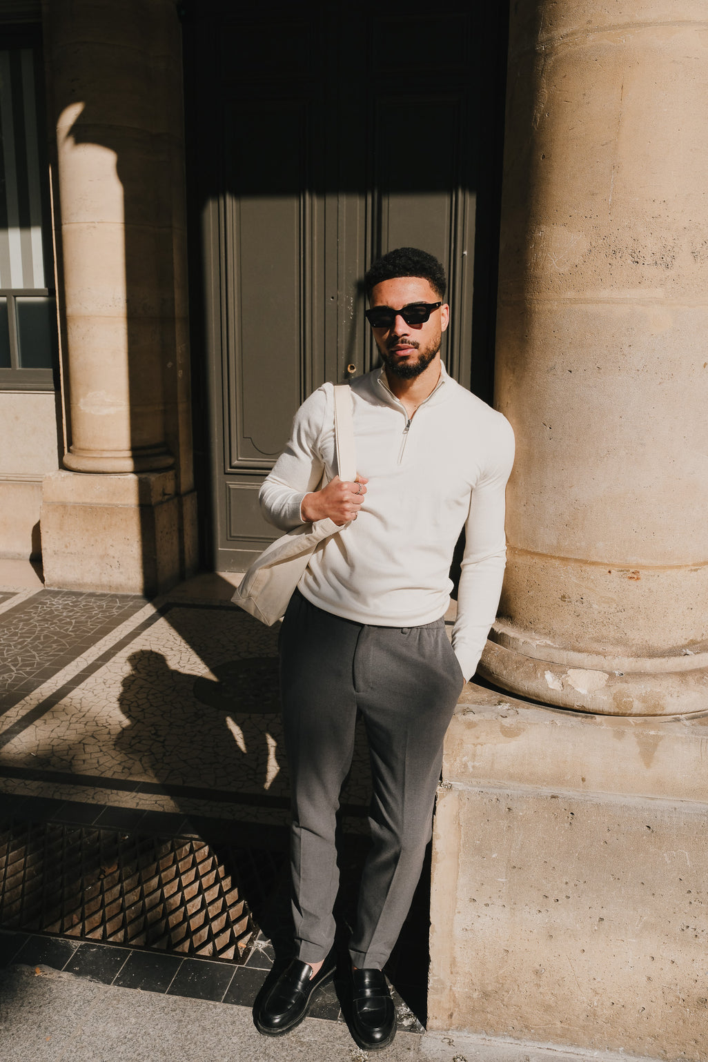 Porter half zip | White