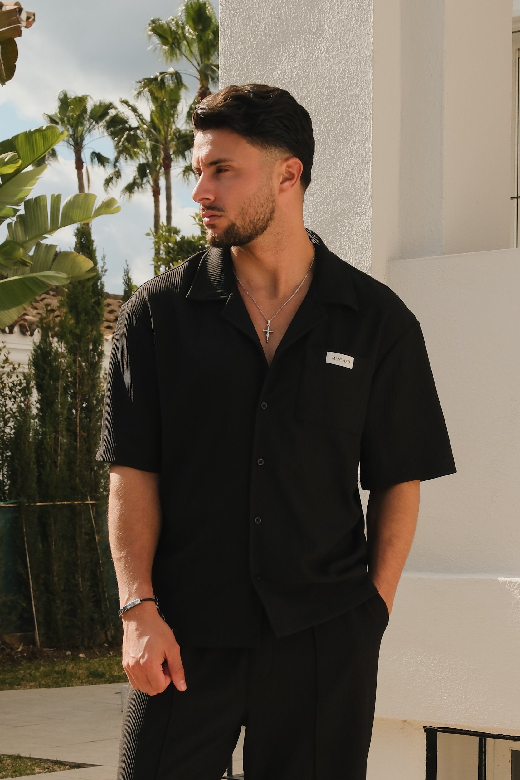 Santiago Ribbed Shirt | Black