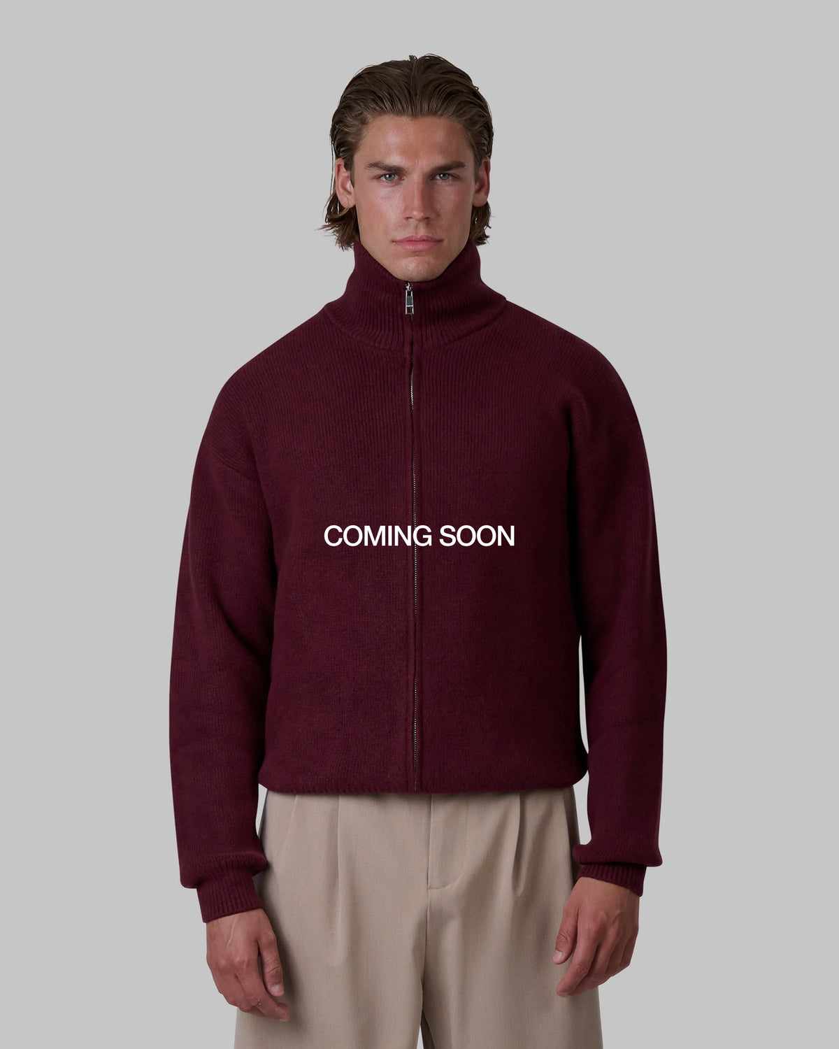 Ventura Cotton Zip-Up Cardigan | Burgundy