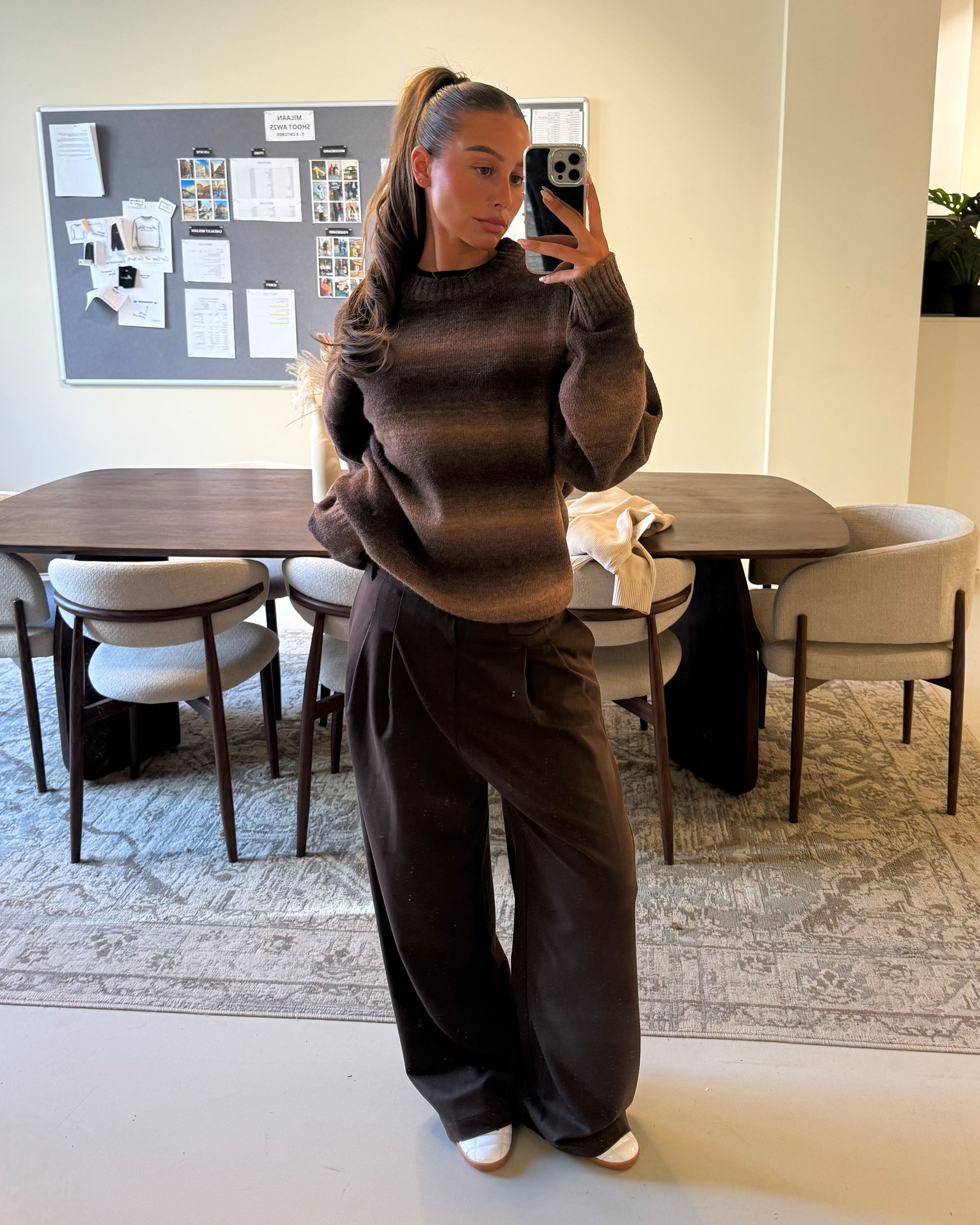 Aria Oversized Gradient Sweater | Brown/Orange