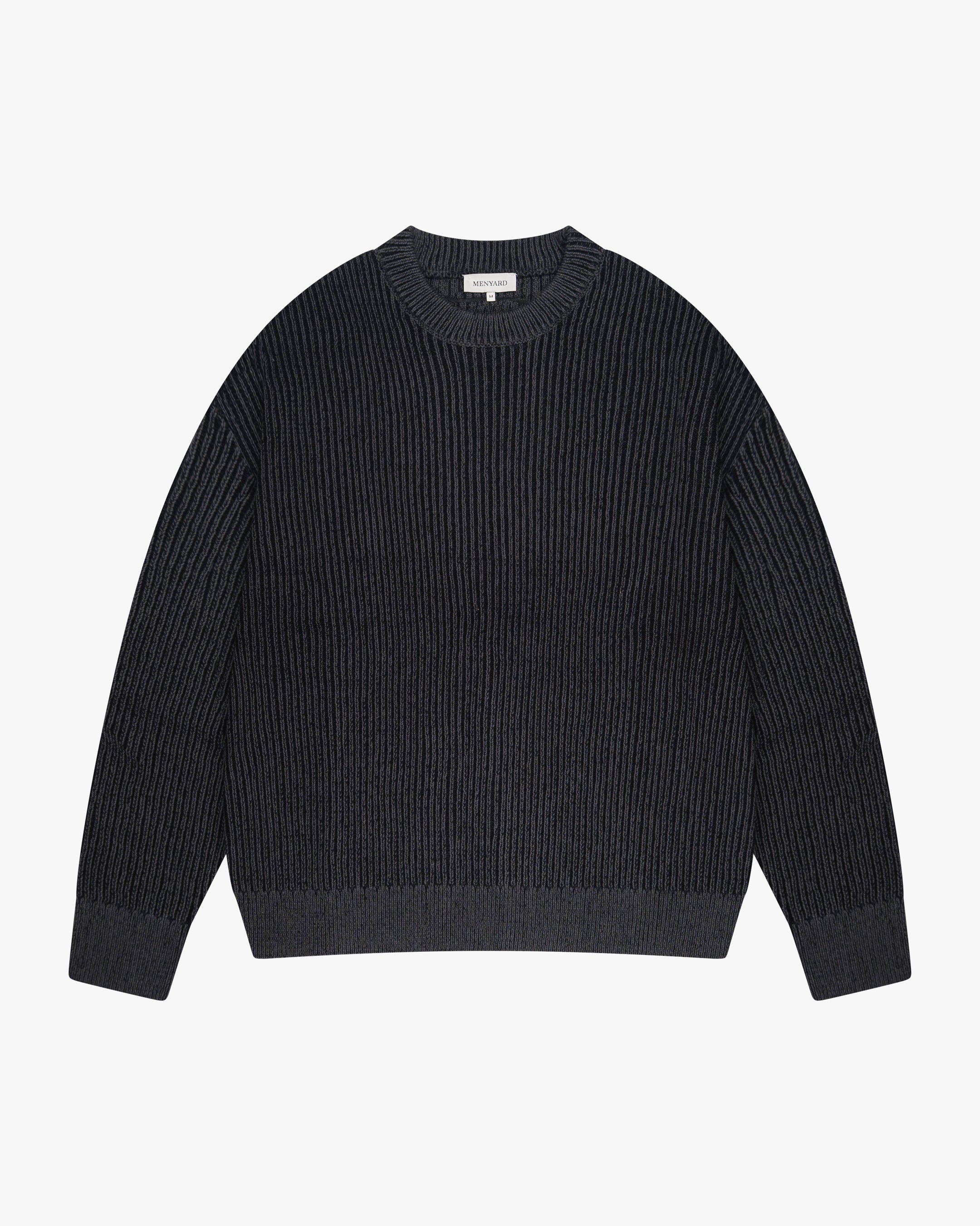 Lima Boxy Knitted Cotton Sweater | Black/Grey