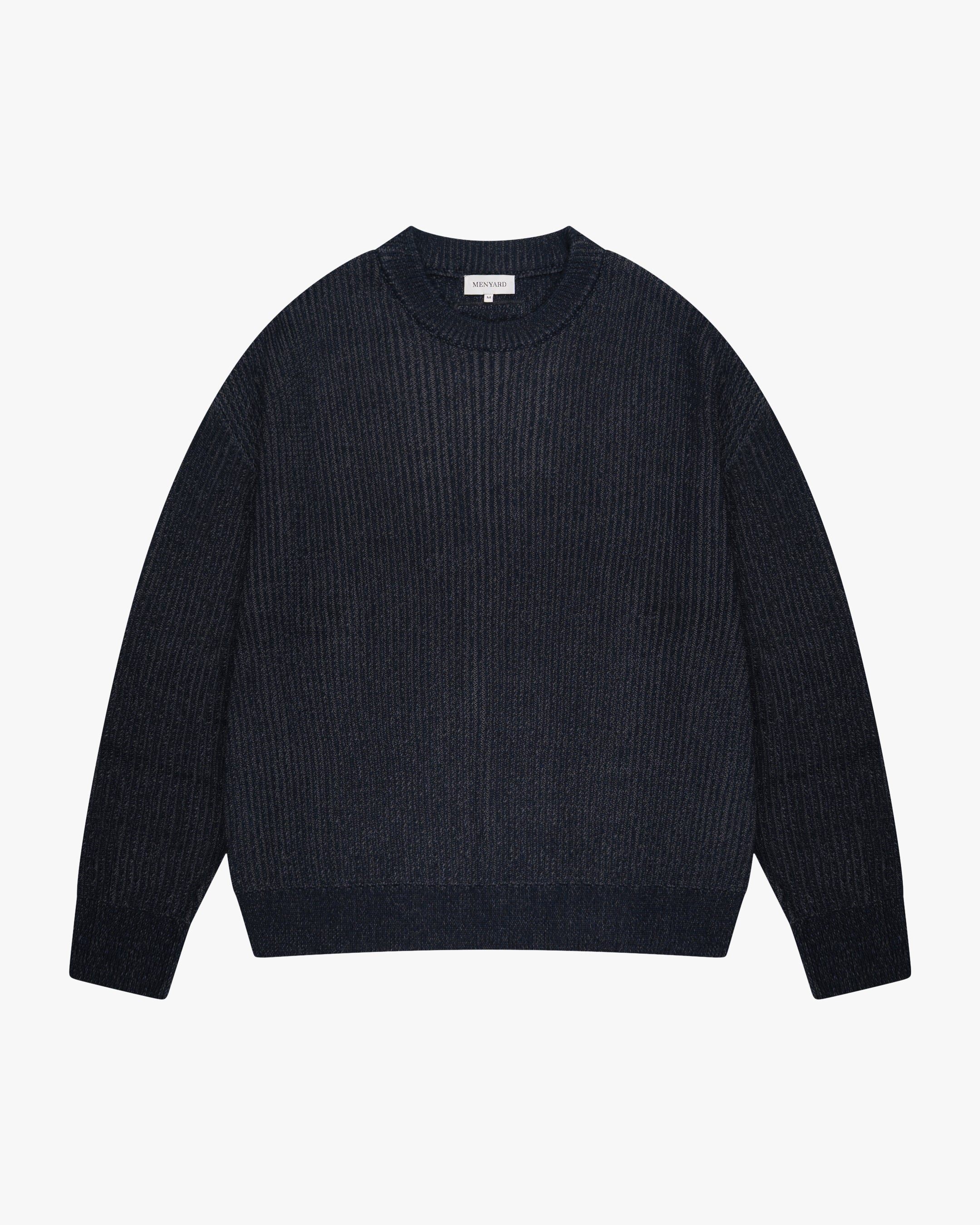 Lima Boxy Knitted Cotton Sweater | Navy/Grey