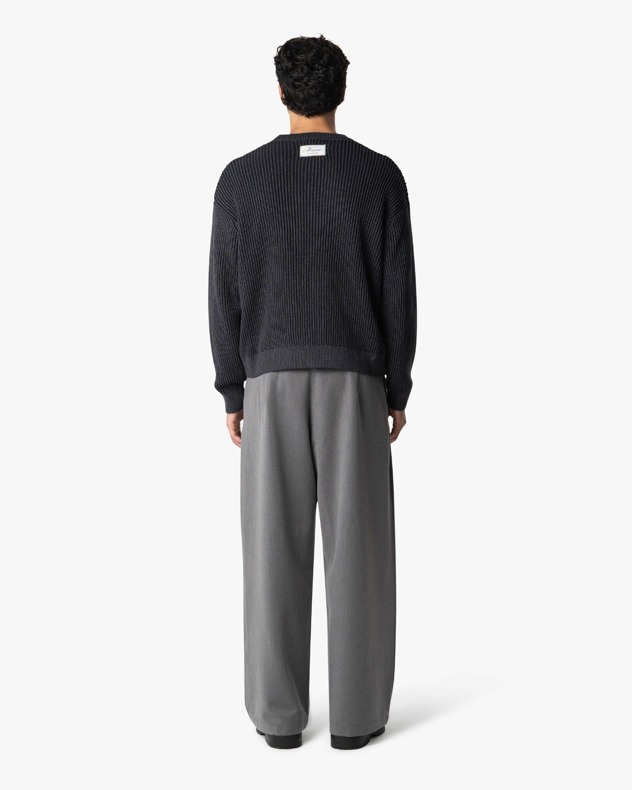 Lima Boxy Knitted Cotton Sweater | Black/Grey