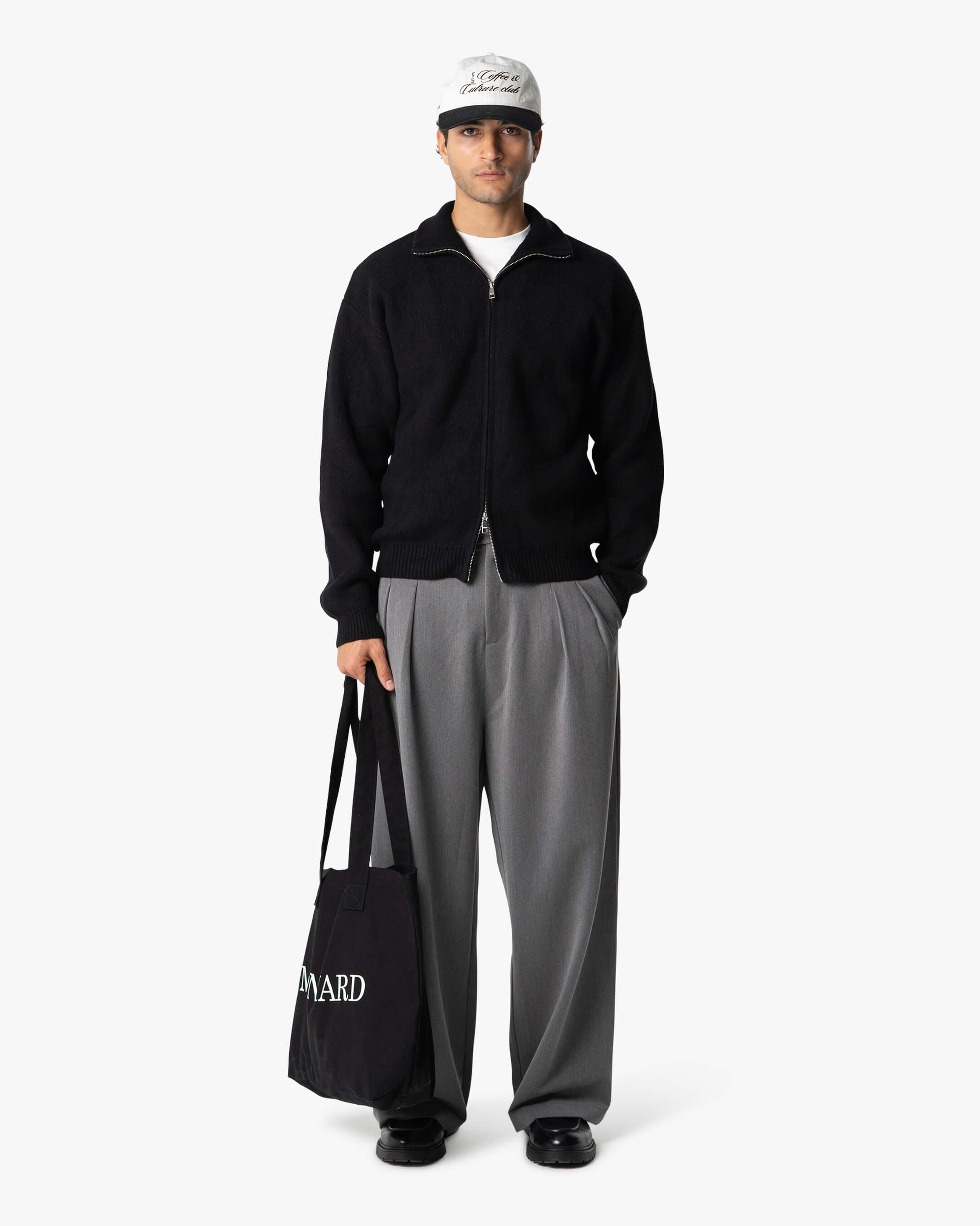 Ventura Cotton Zip-Up Cardigan | Black